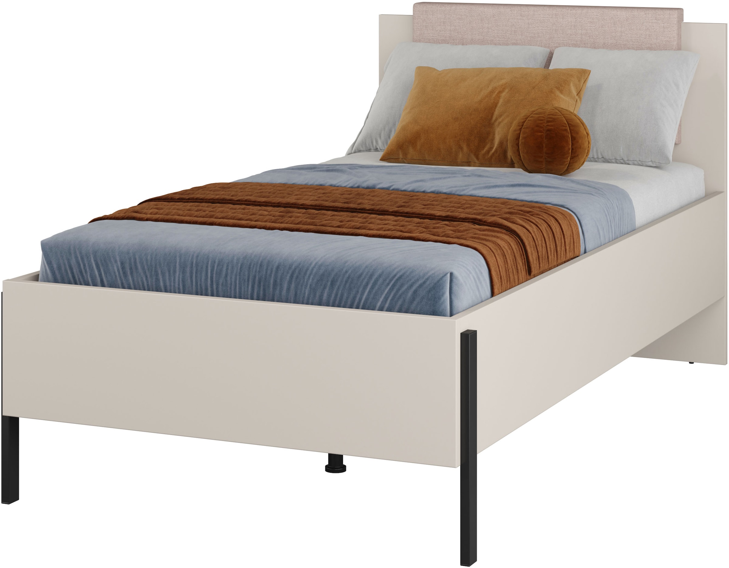 Home affaire Bett »Jukon, mit gepolstertem Kopfteil, Füße aus Metall, moder günstig online kaufen