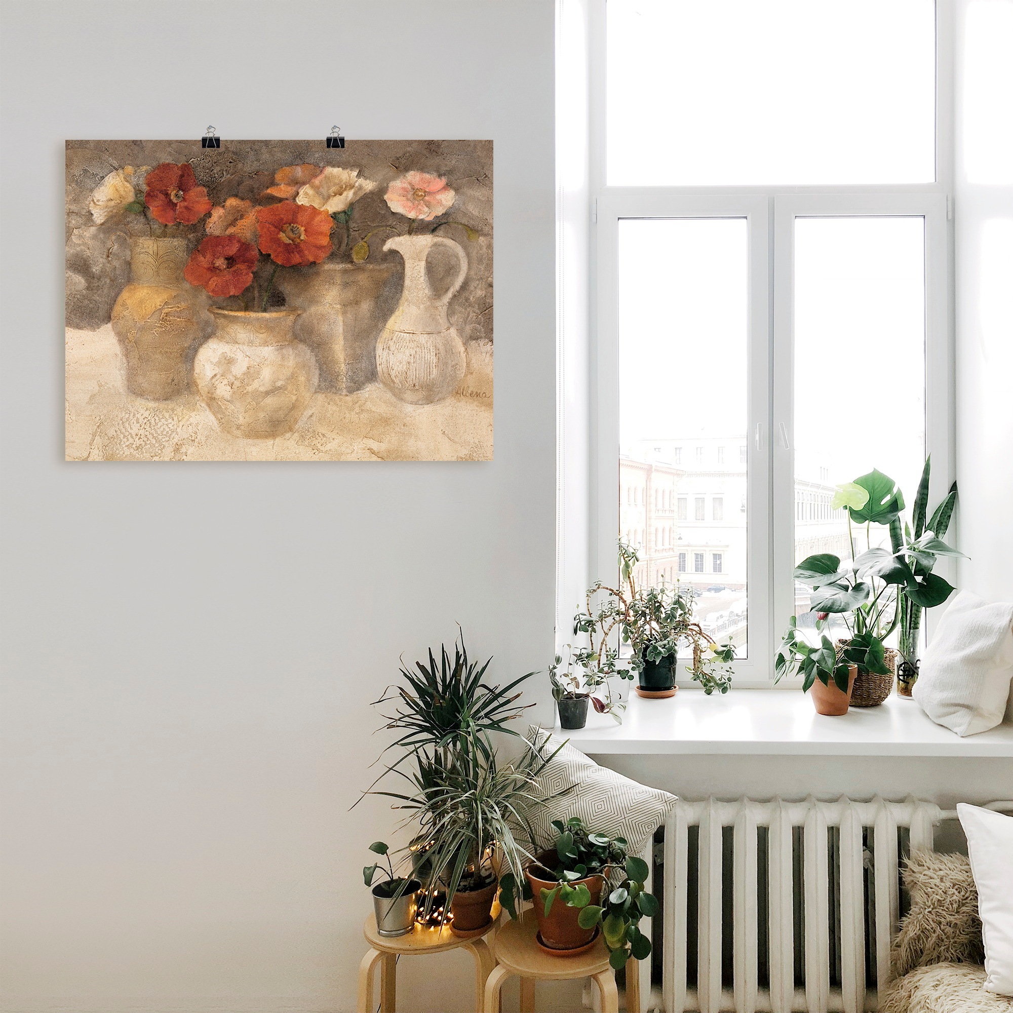Artland Wandbild »Weißer Mohn«, Vasen & Töpfe, (1 St.), als Leinwandbild, Poster in verschied. Größen