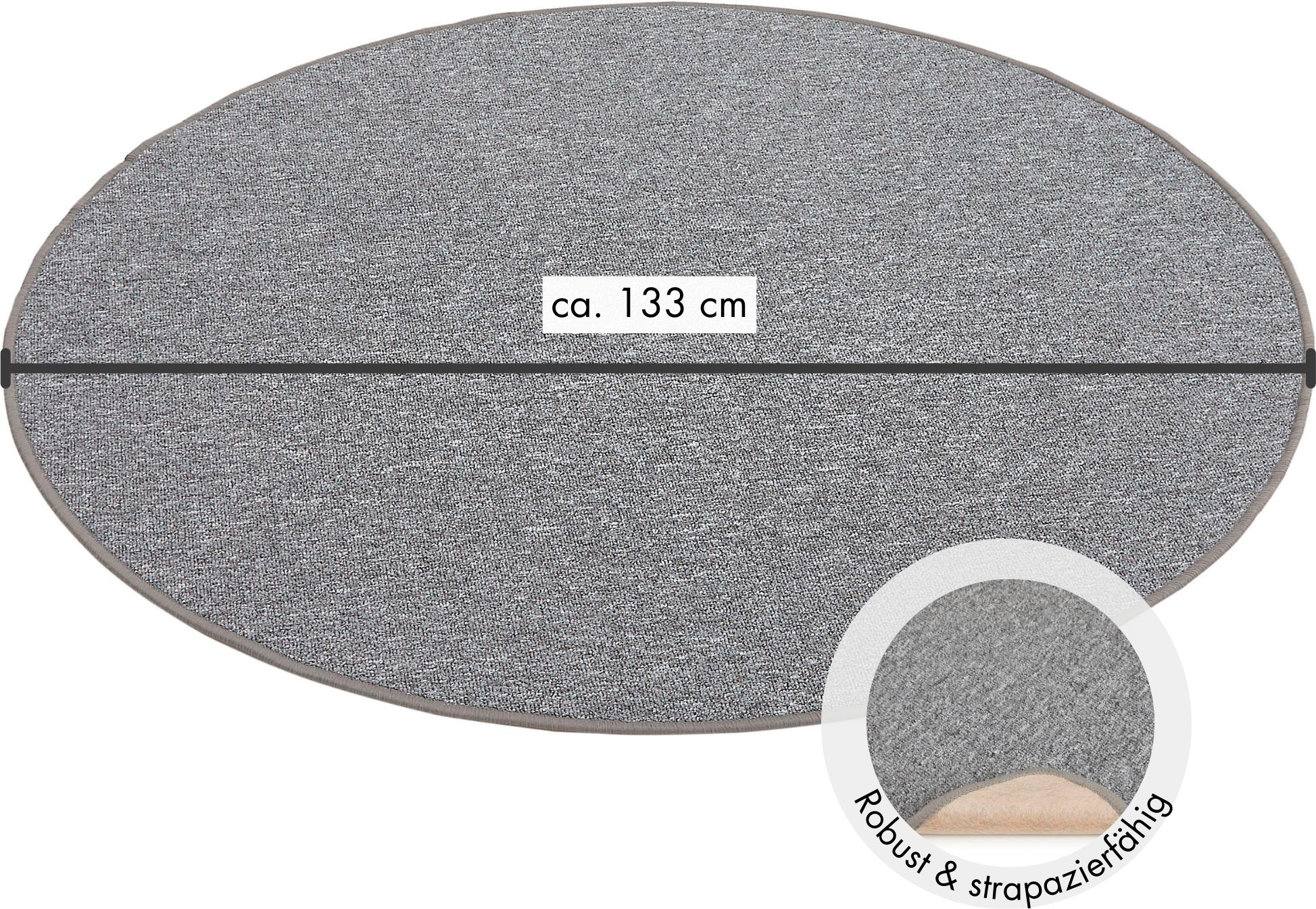 Andiamo Teppich »Luton, Made in Germany«, rund, 5 mm Höhe, melierte Optik, ideal im Wohnzimmer & Schlafzimmer