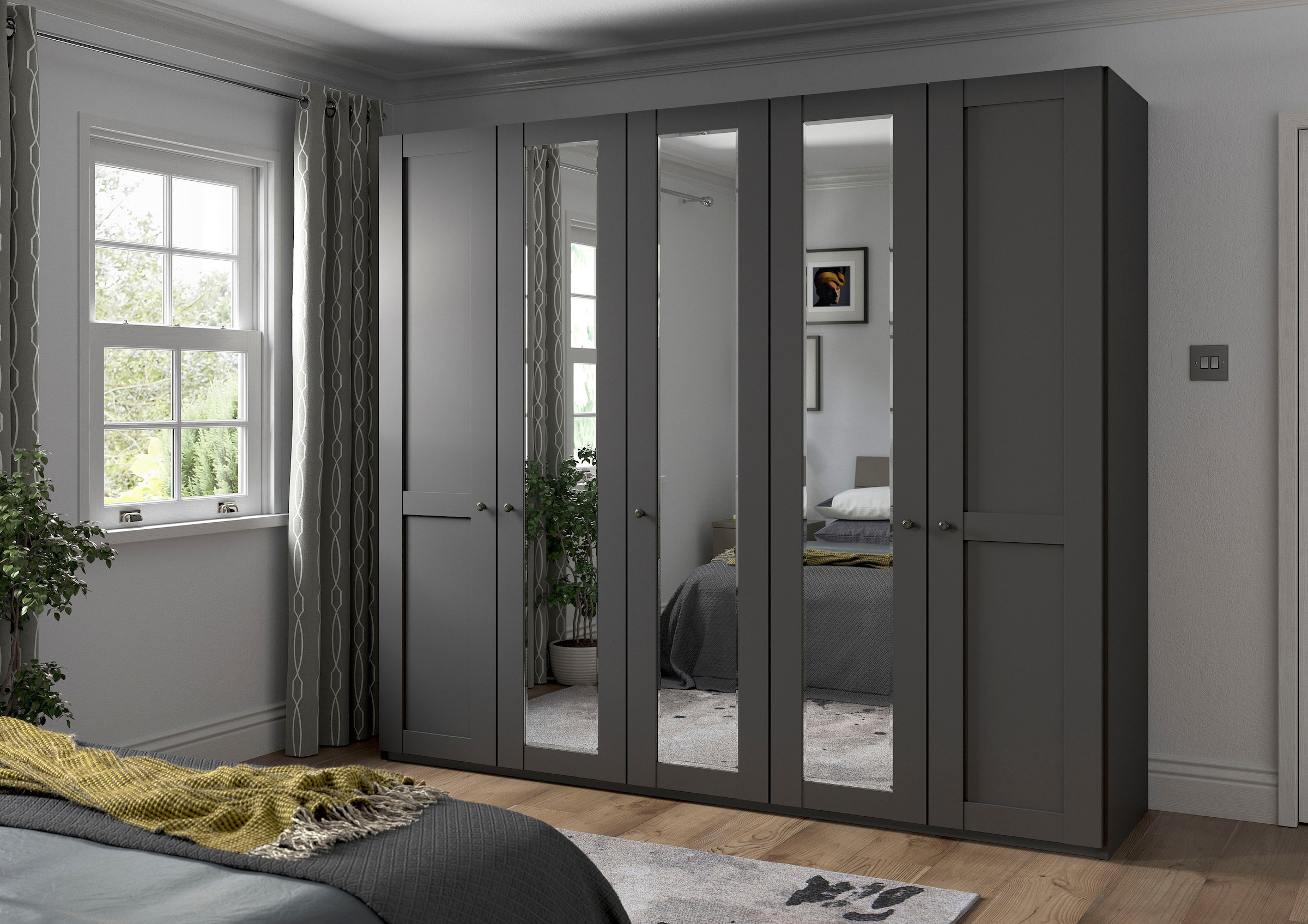 WIEMANN Drehtürenschrank »Göteborg, mit 95° Öffnungswinkel, Made in Germany«, inkl. Spiegel und Türendämpfung, moderner Landhausstil