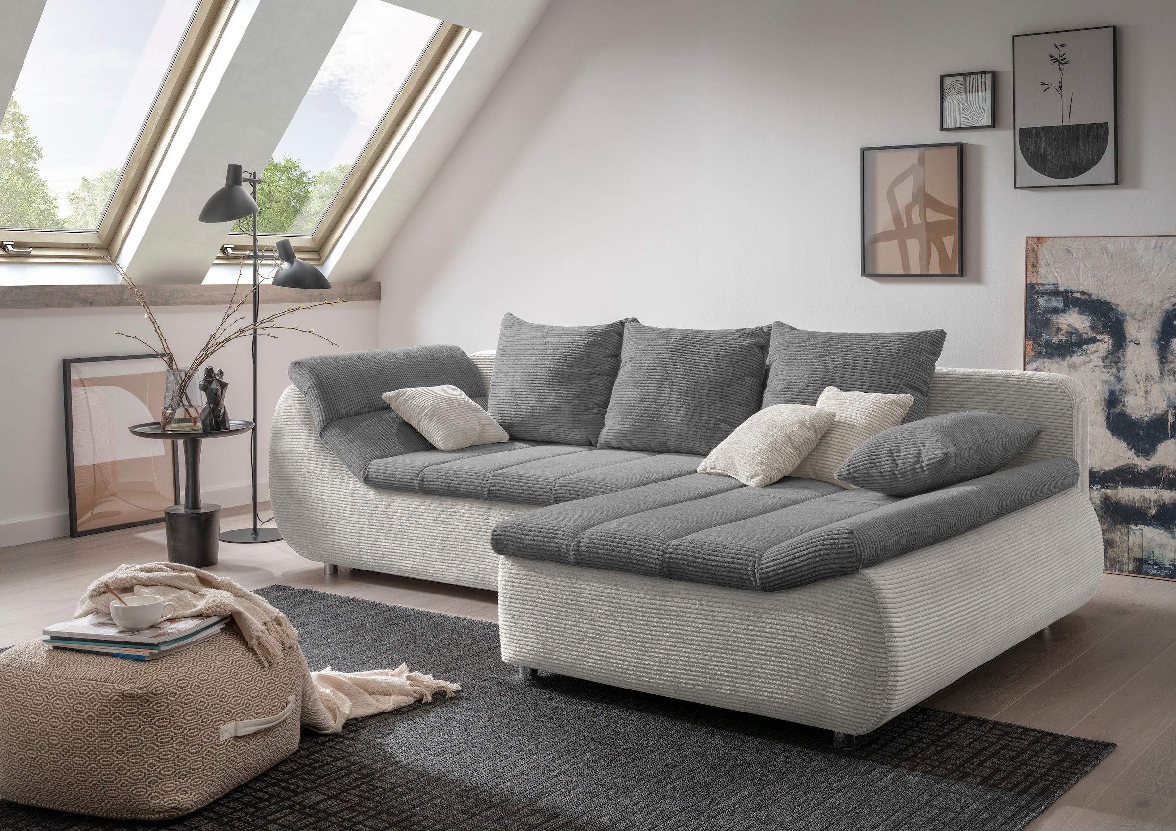 INOSIGN Ecksofa »Imola elegant und bequem, aktuelle Steppung im Sitz, L-For günstig online kaufen