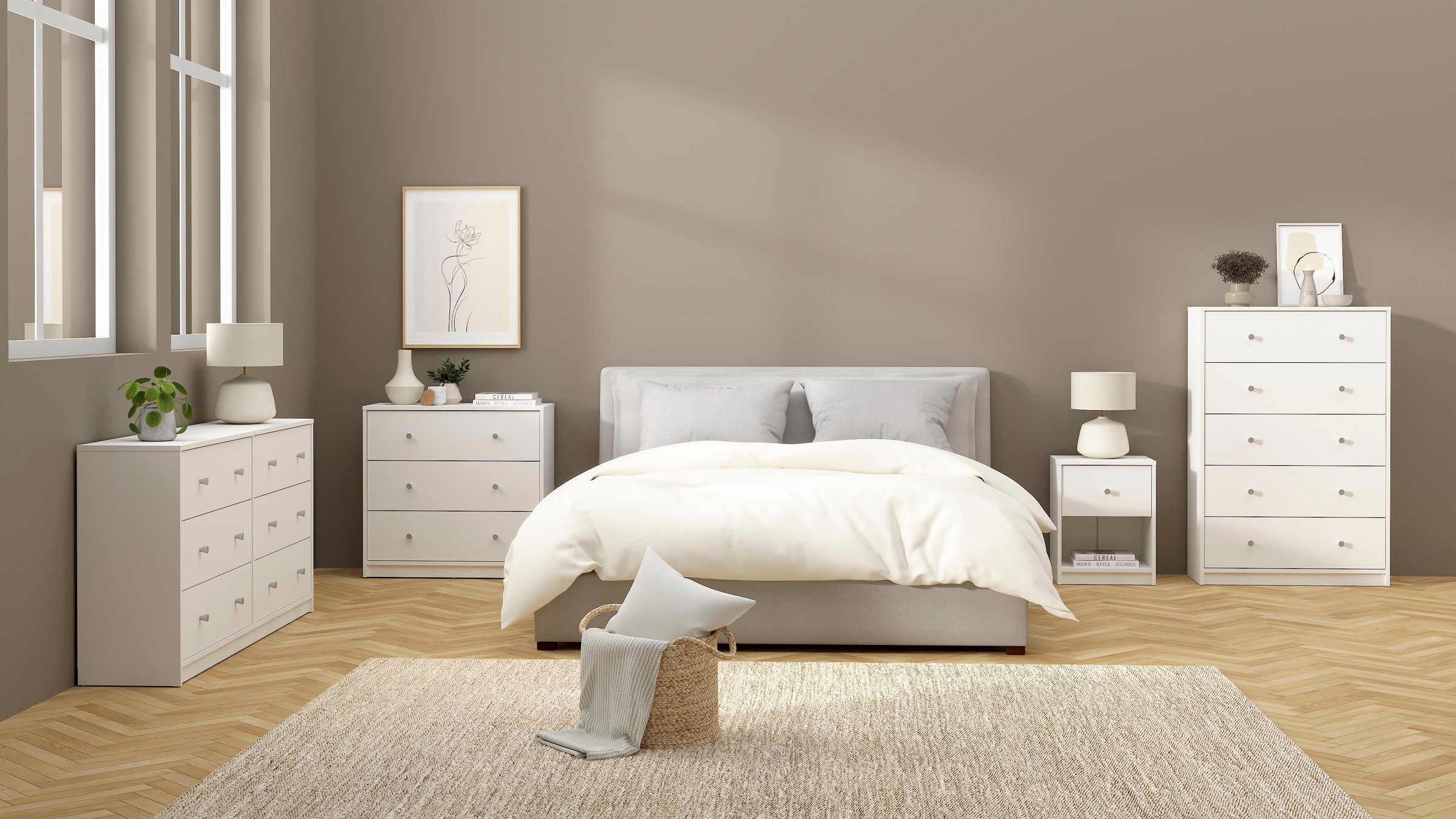 Home affaire Sideboard »May, Aufbewahrung, Schubkastenkommode, Stauraum«, mit 6 Schubladen, Knopfgriffen,Tiefe von 30 cm, Breite 143 cm