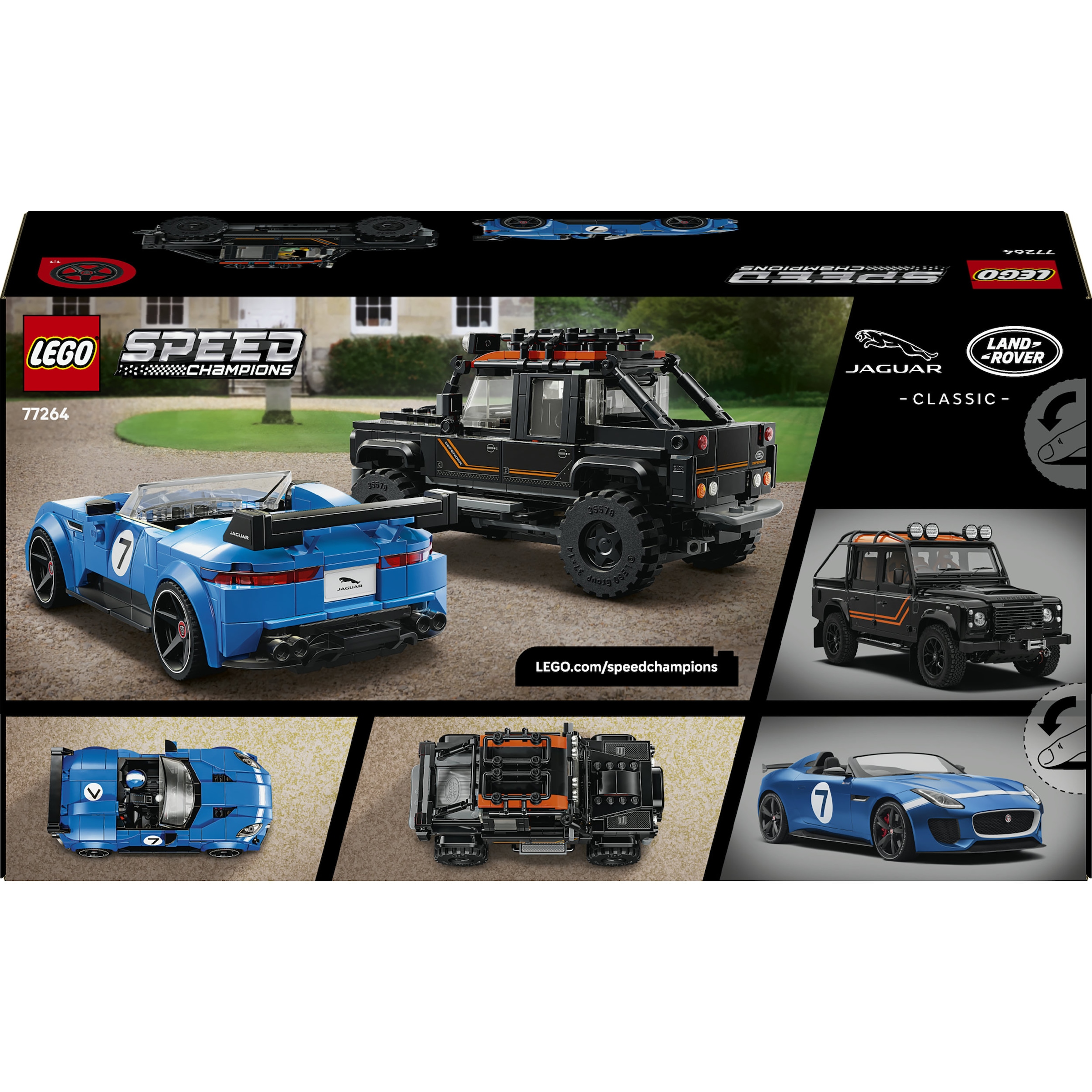 LEGO® Konstruktionsspielsteine »Jaguar Project 7 & Land Rover Defender (77264), LEGO Speed Champions« Made in Europe