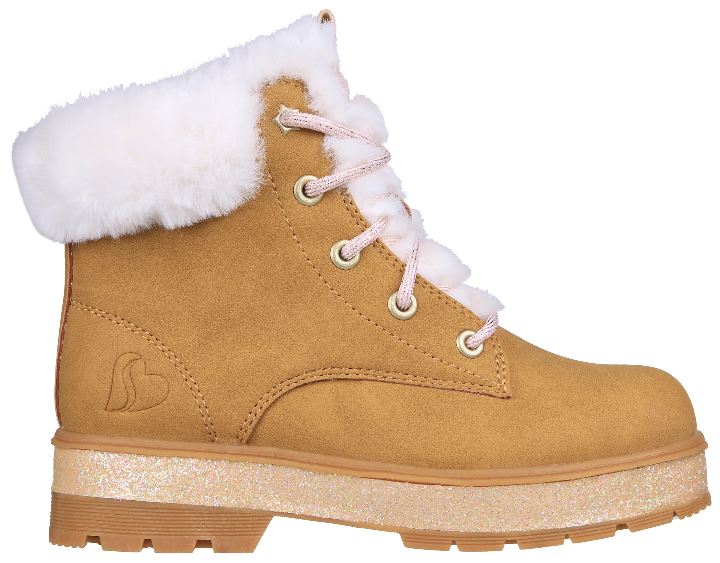 Skechers Winterstiefel »STREET GLITZ«, Worker Boot, Schnürstiefel, Winterboots mit Kunstfell am Schaft