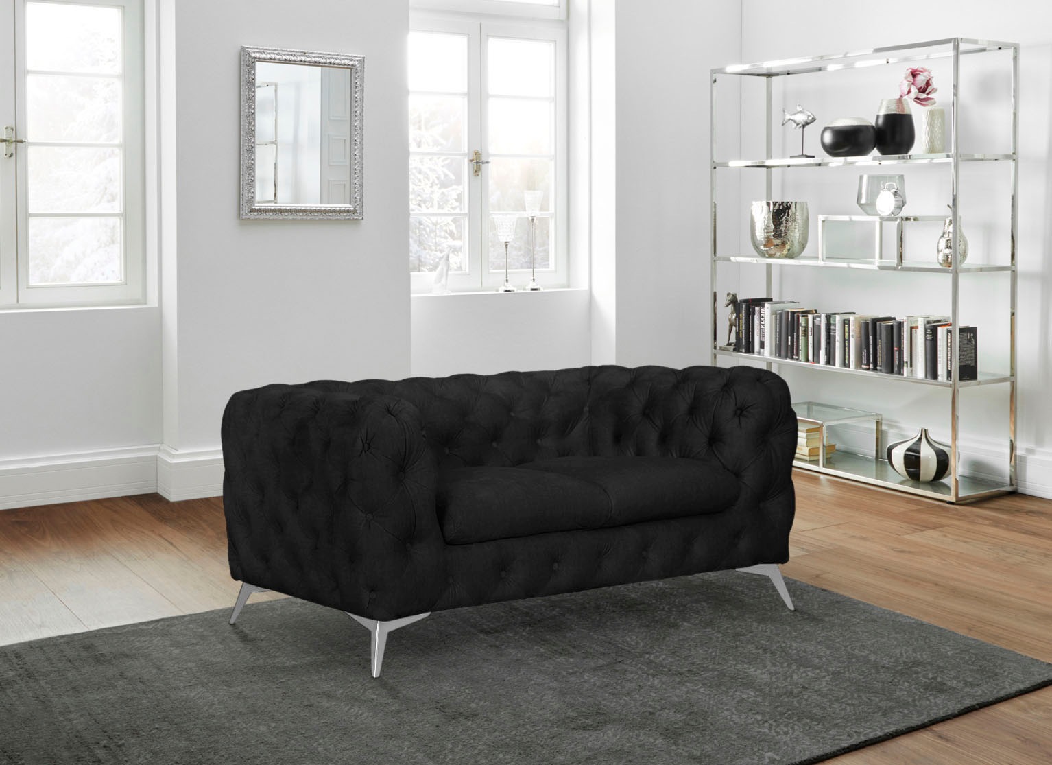 Leonique Chesterfield-Sofa »Glynis«, aufwändige Knopfheftung, moderne Chesterfield Optik, Fußfarbe wählbar