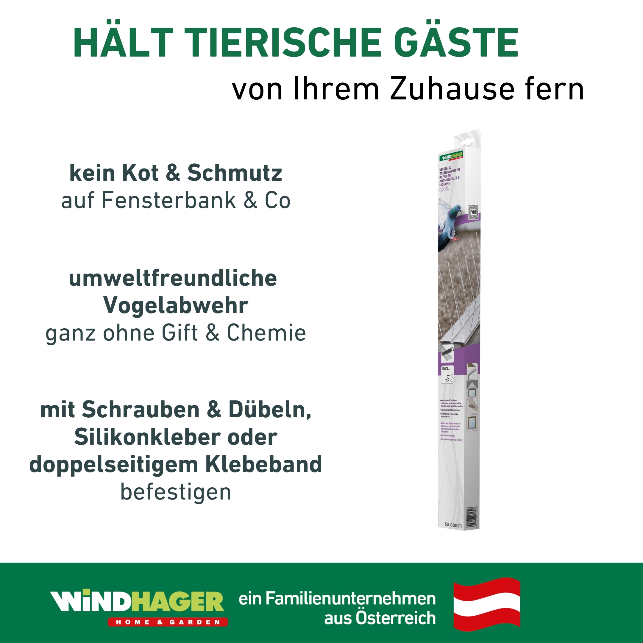 Windhager Taubenspikes »Classic, Tauben- und Vogelabwehr aus Edelstahl« Vogelabwehr und Taubenabwehr 60 x 5,8 cm