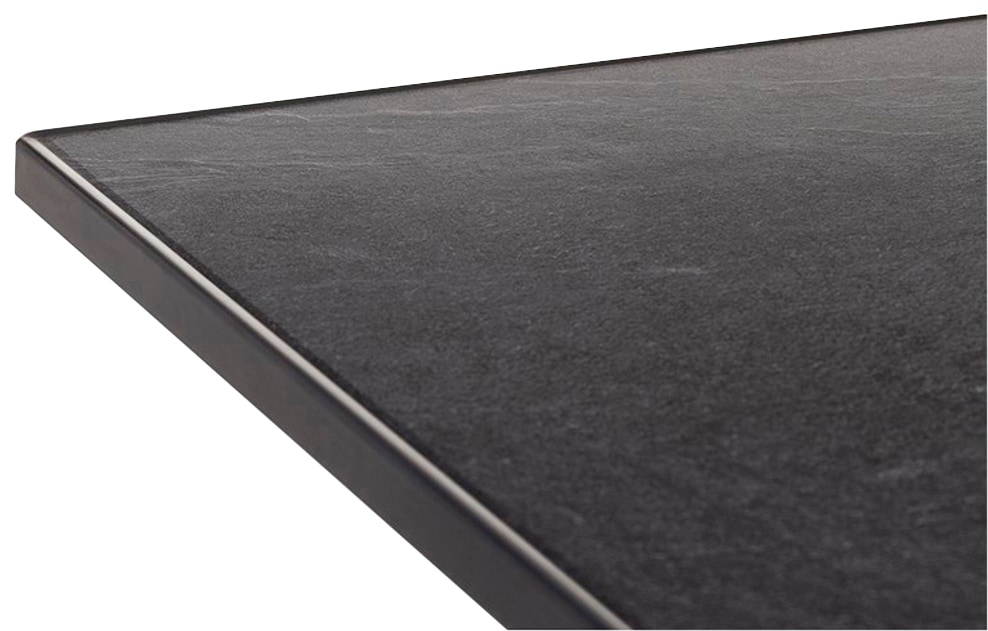 sieger EXKLUSIV Gartentisch, (ausziehbar 165/225/285x95x74cm), Aluminiumgestell graphit / vivodur-Tischplatte Schieferoptik anthrazit