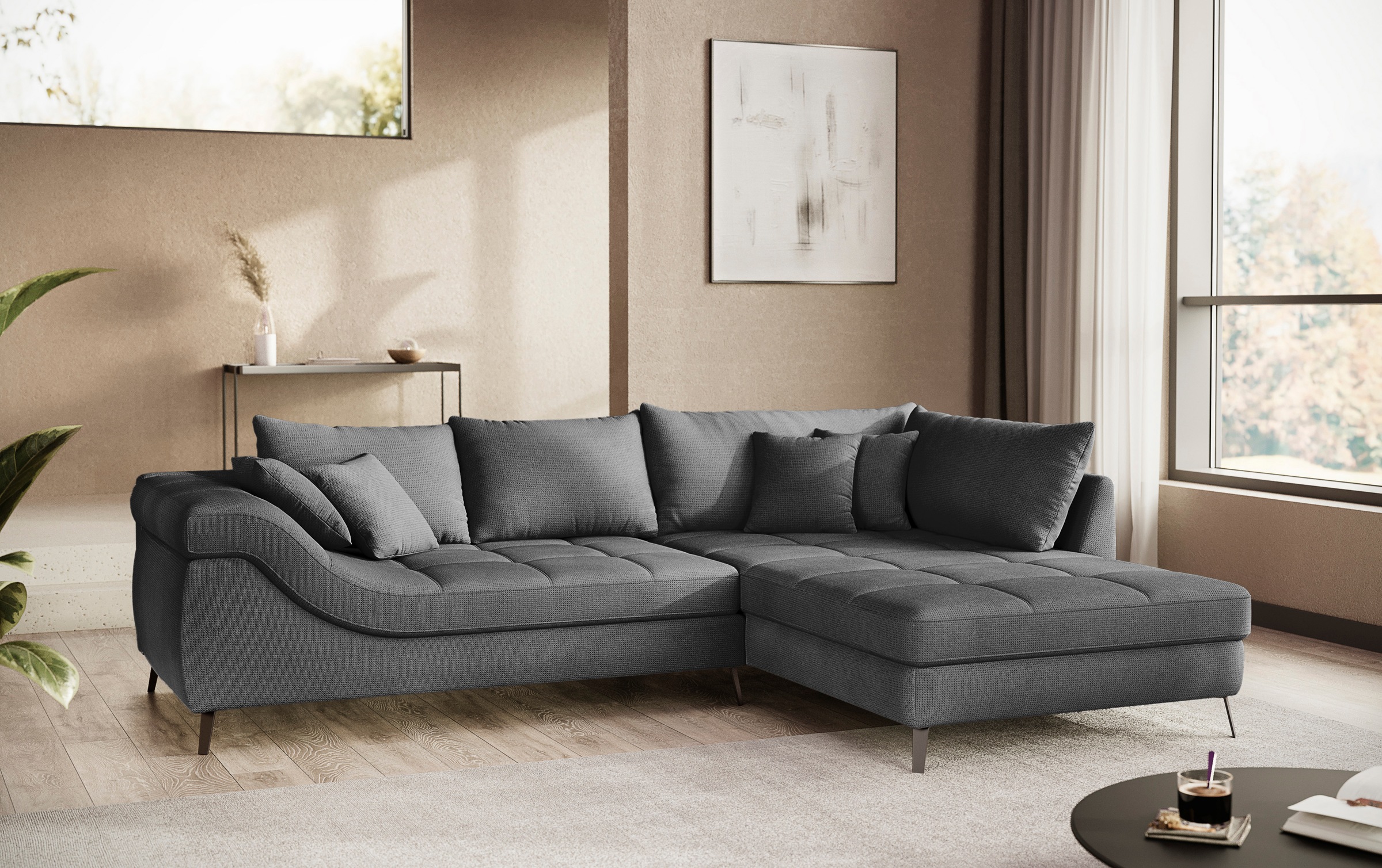 Mr. Couch Ecksofa »Portofino L-Form«, 4 Bezugsqualitäten, 13,5 cm hohe Meta günstig online kaufen