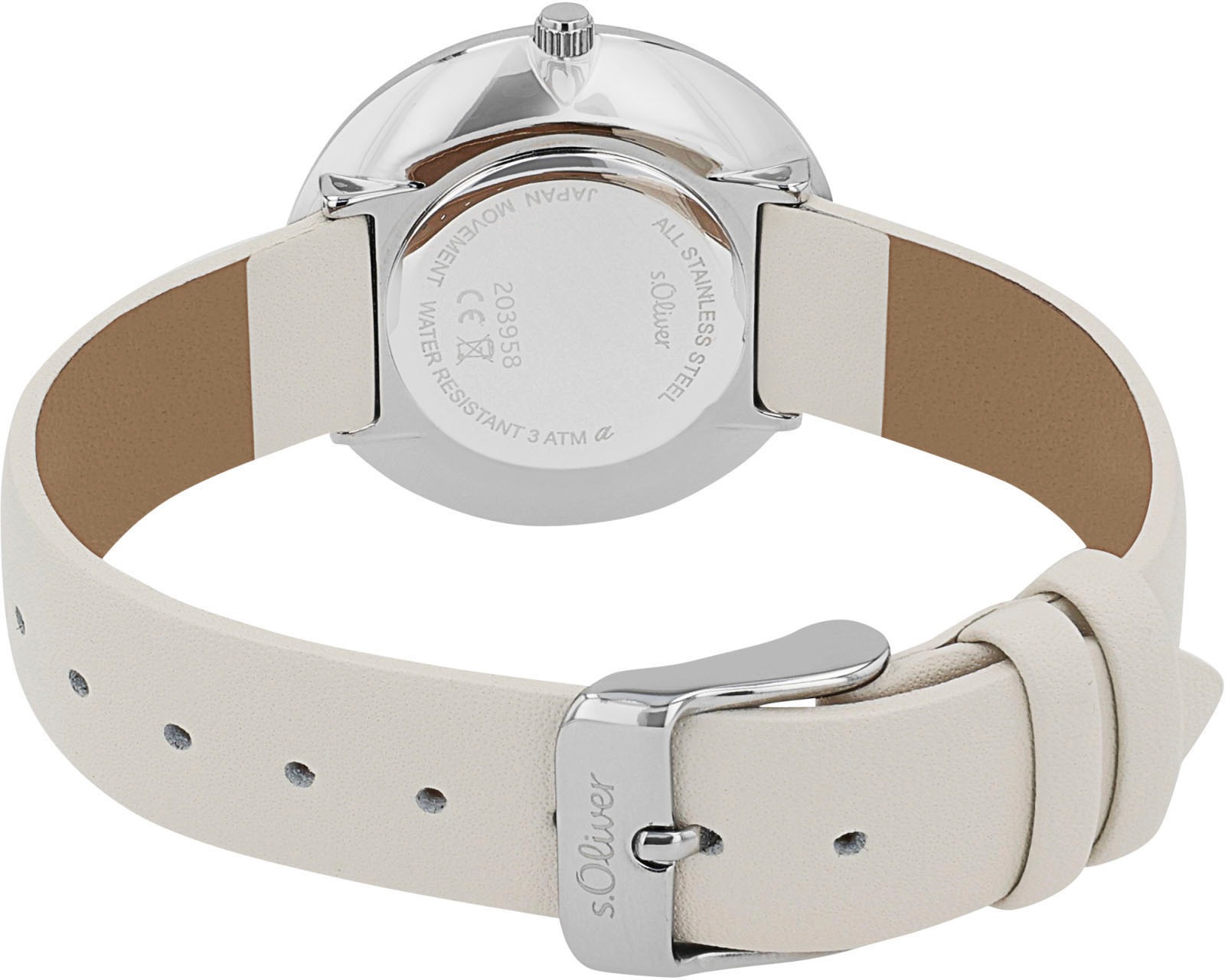 s.Oliver Quarzuhr, Armbanduhr, Damenuhr, Lederarmband, analog, Zirkonia (synth.)