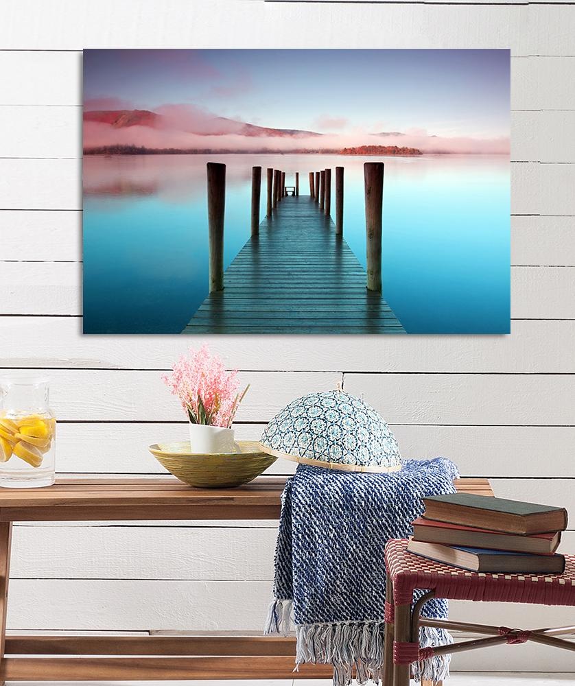 queence Acrylglasbild »Steg«, See-Seebilder-Seelandschaft-Steg-Spa-Spa Bild günstig online kaufen