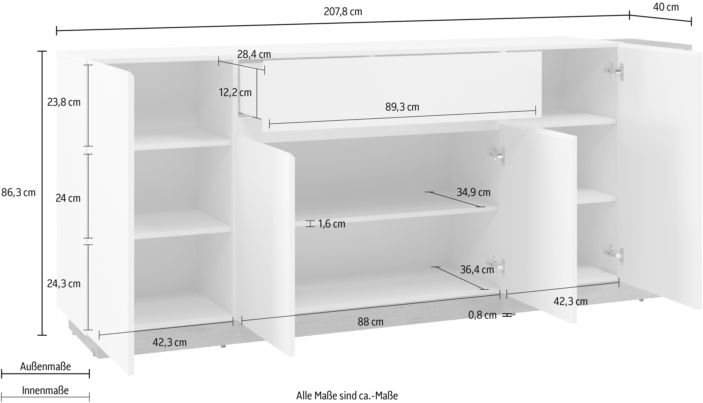 OTTO home Kommode »Bristol« Breite ca. 208 cm