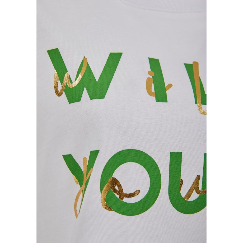LTB Kurzarmshirt »NAYIDA«, in lässiger Passform mit "WILD YOUTH" Schriftzug und in cropped Länge