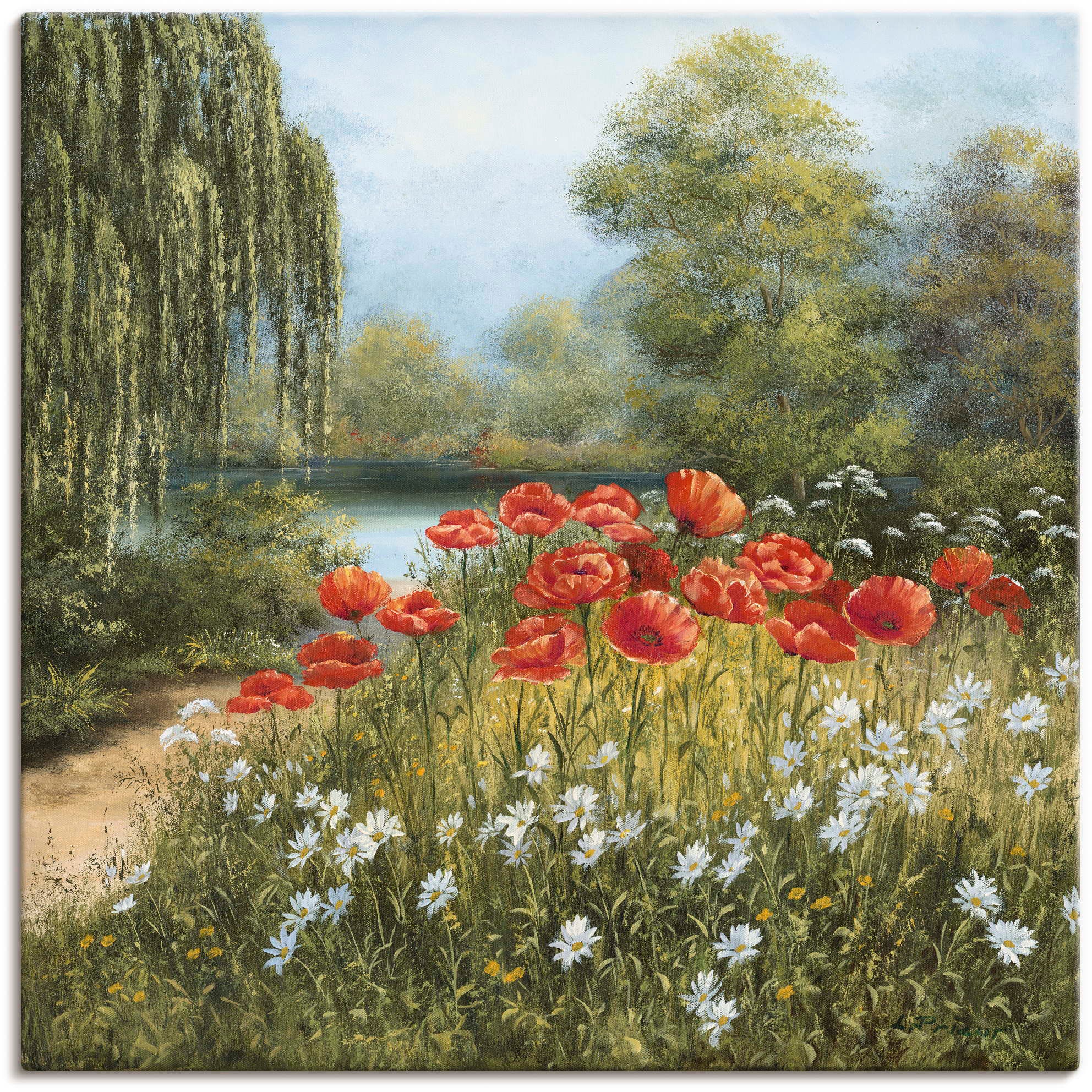 Artland Wandbild "Mohnwiese am See", Blumenwiese, (1 St.), als Alubild, Out günstig online kaufen