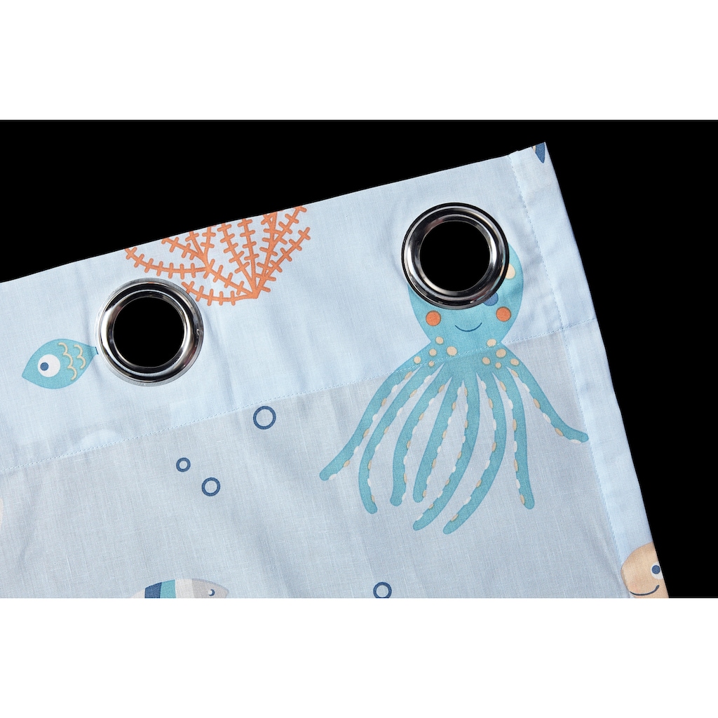 Lüttenhütt Gardine »OCEAN«, (1 St.), Kindergardine einseitig mit Meerestieren bedruckt, Tiere