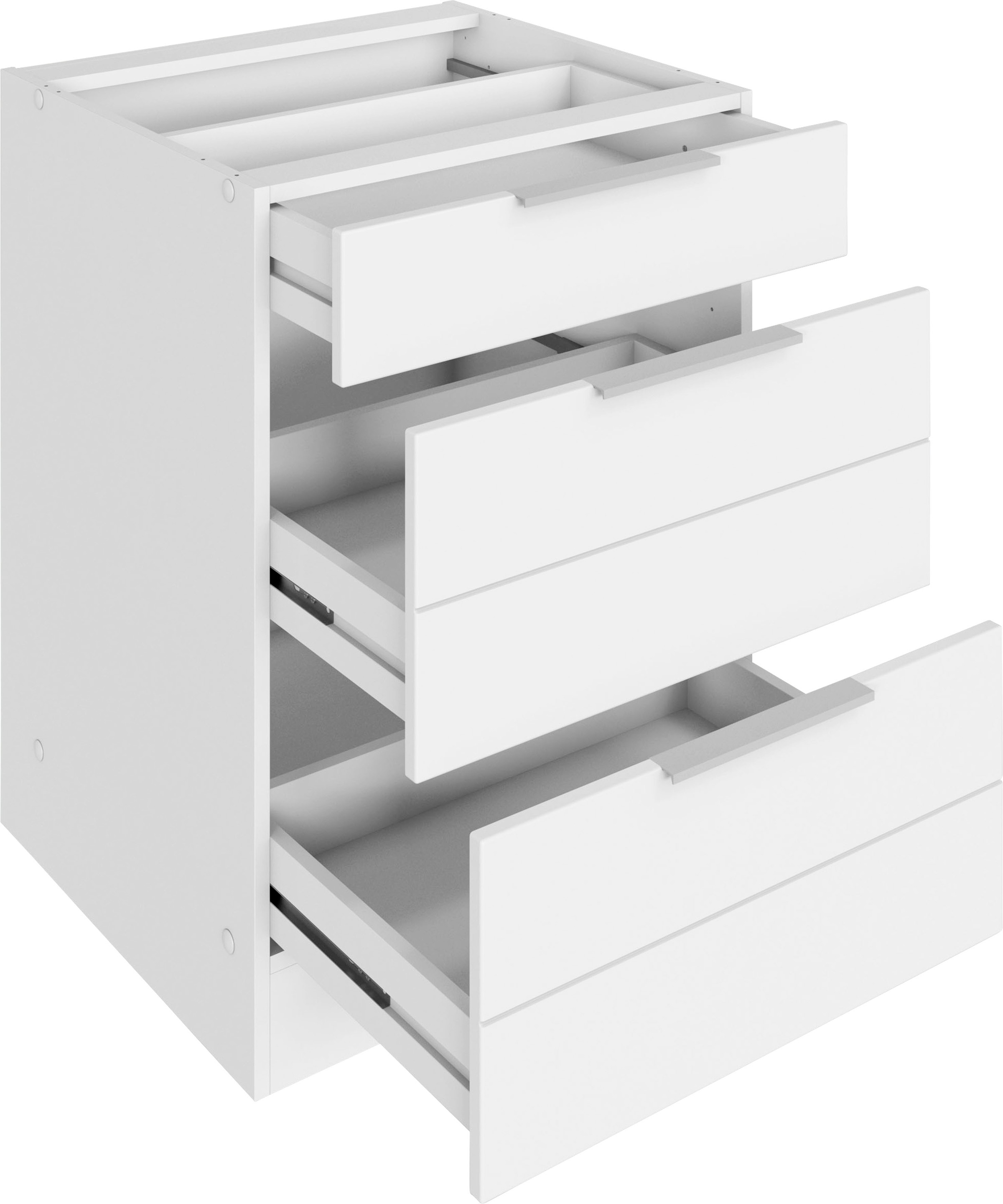 KOCHSTATION Auszugsunterschrank »KS-Luhe«, 60 cm breit, hochwertige MDF-Fronten mit waagerechter Lisene