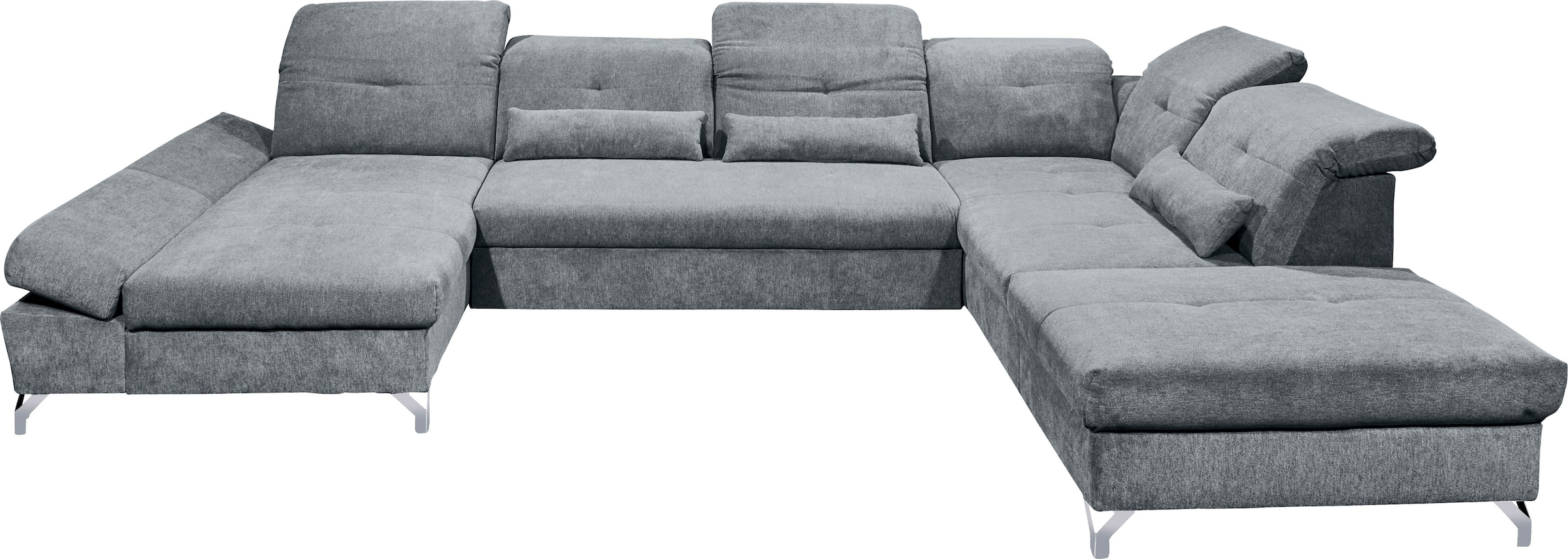 ED EXCITING DESIGN Wohnlandschaft »Melfi U-Form mit Bettfunktion, Bettkasten«, Arm- & Kopfteilverstellung & 3 Nierenkissen