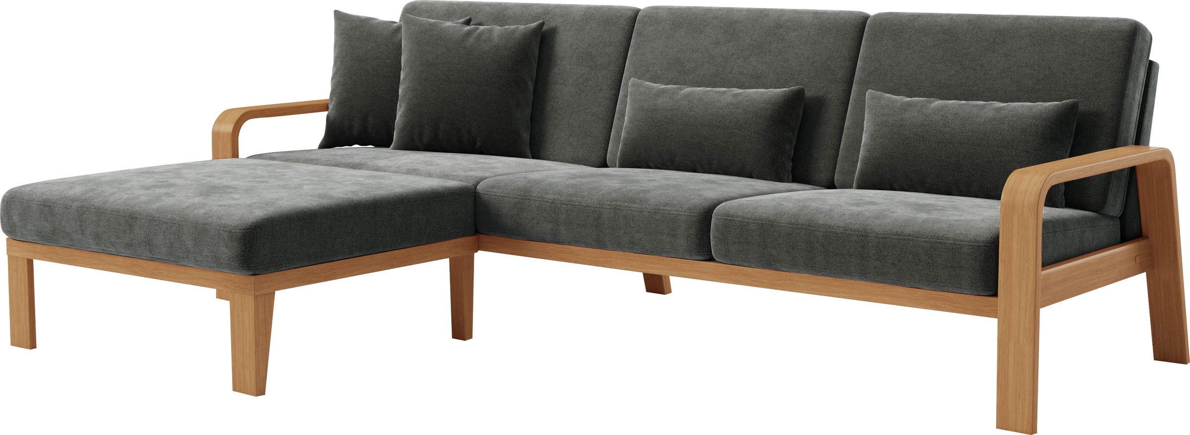 sit&more Ecksofa »Kolding L-Form«, Armlehnen aus eichefarbigem Buchenholz, verschiedene Bezüge und Farben