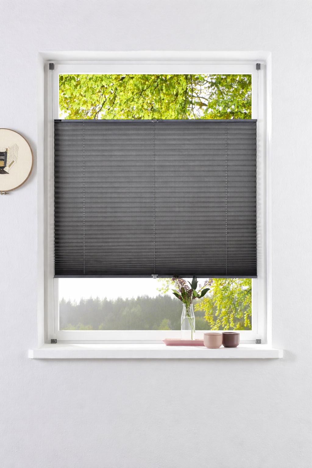 OTTO home Plissee »DAHRA UNI - in Crush-Optik« Lichtschutz ohne Bohren verspannt Fixmaß, Klemmträger in Unifarben passend zum Plissee -NEUHEIT!