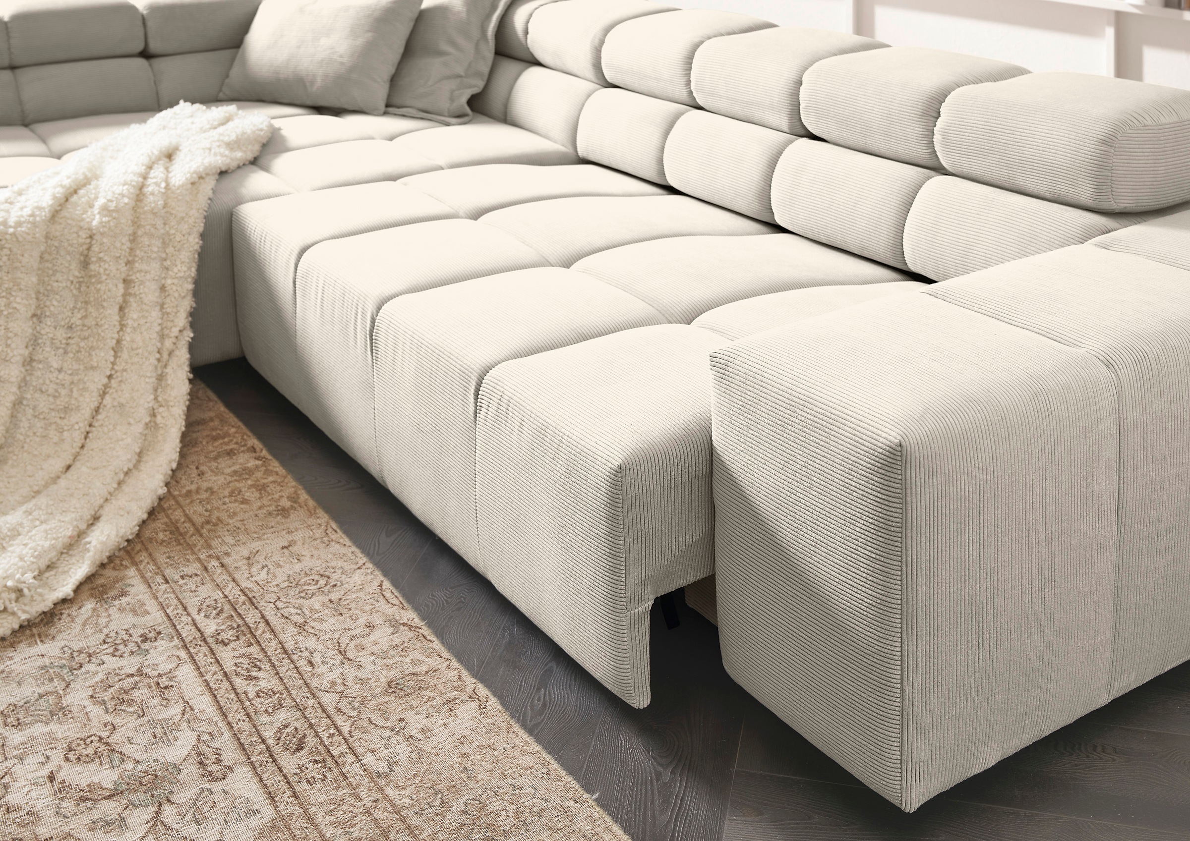 INOSIGN Ecksofa »Ancona incl. Kopfteilverstellung, Breite 319cm, L-Form«, wahlweise motorische Sitztiefenverstellung, auch in Cord + Easy Care
