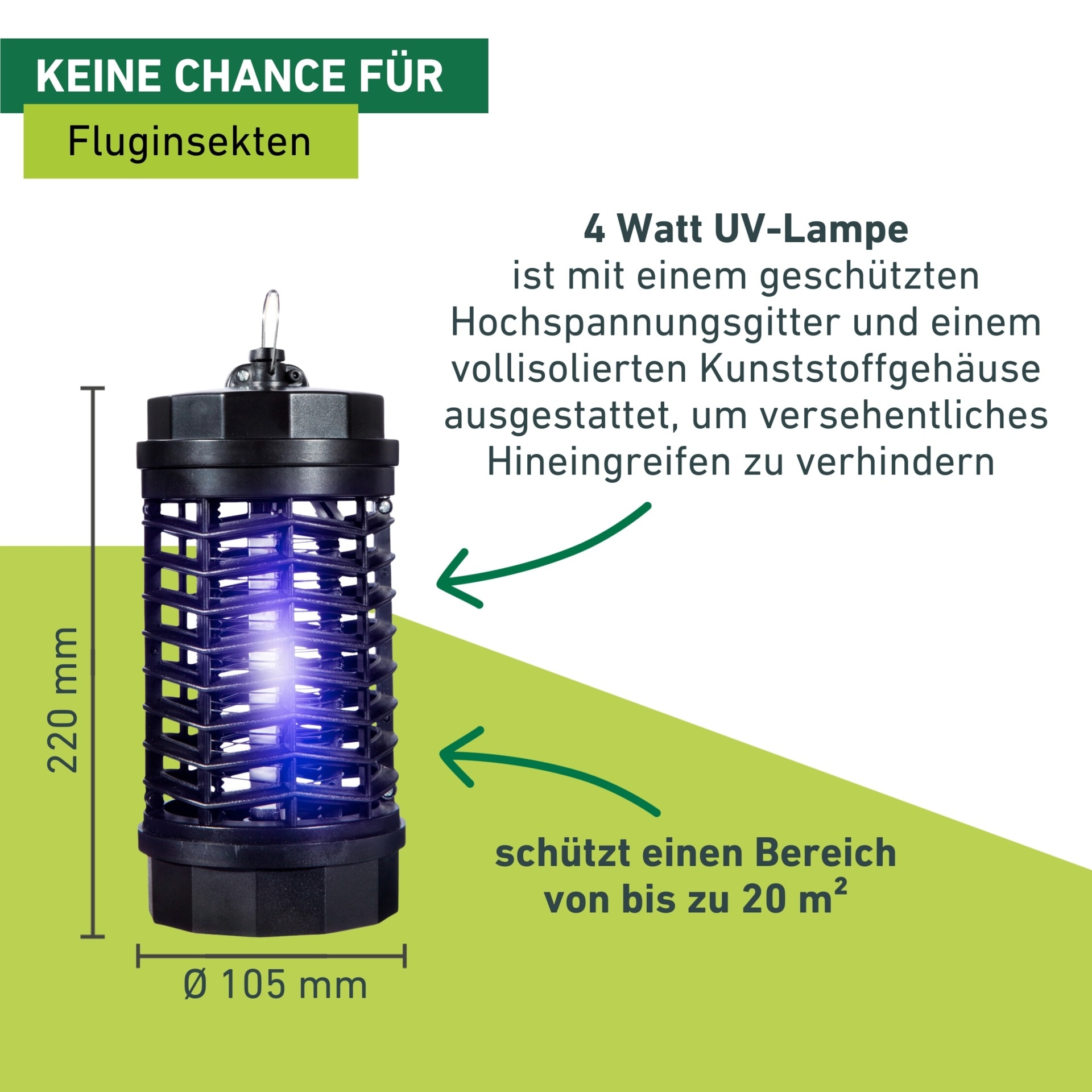 Windhager Insektenfalle »für Fluginsekten, Schutzlampe für den Fang von Insekten« vollisoliertes Kunststoffgehäuse, UV-Lampe mit 4 oder 11 Watt