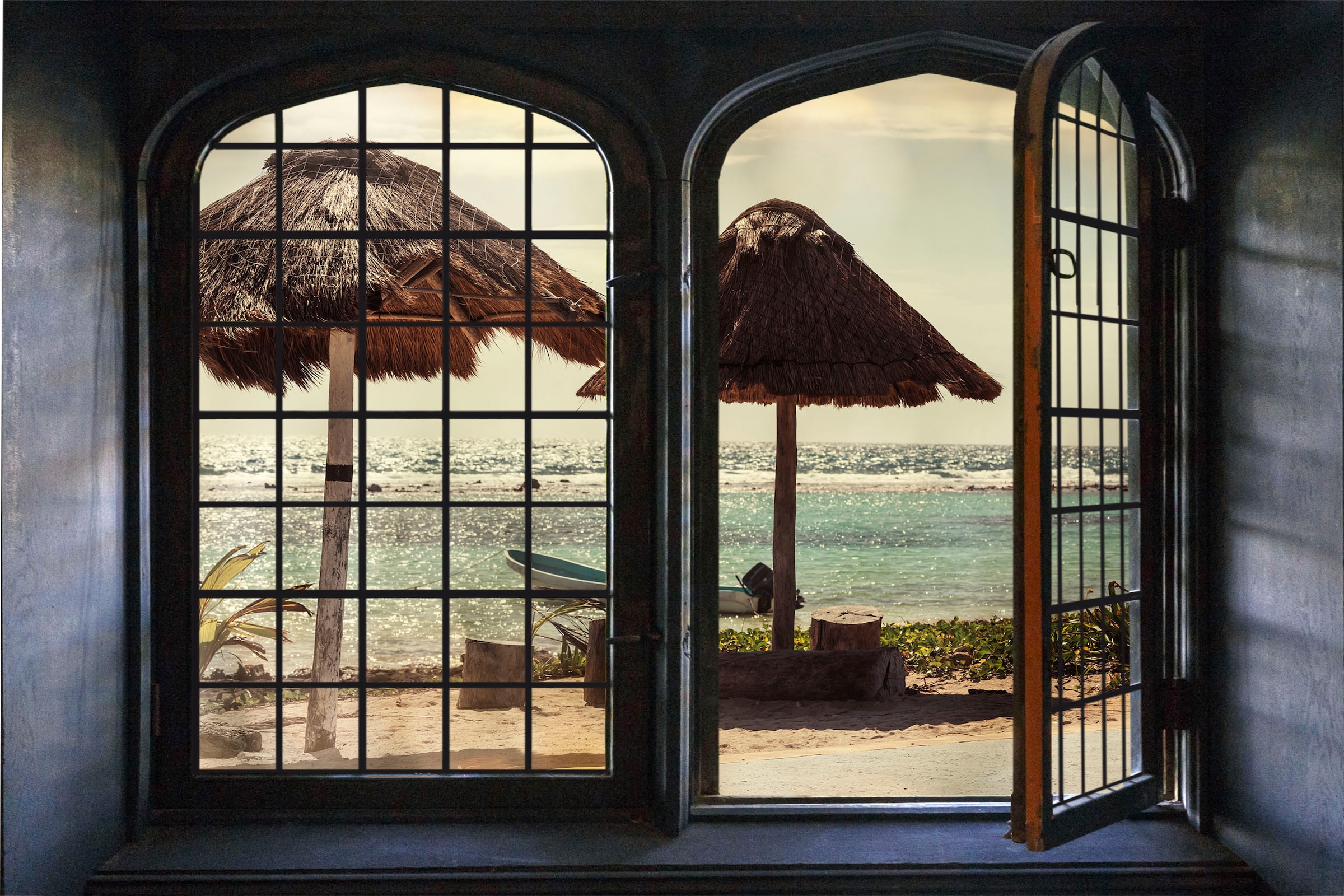queence Wandsticker »Urlaub«, Wandsticker, Wandbild, selbstklebend, 3D, Fenster