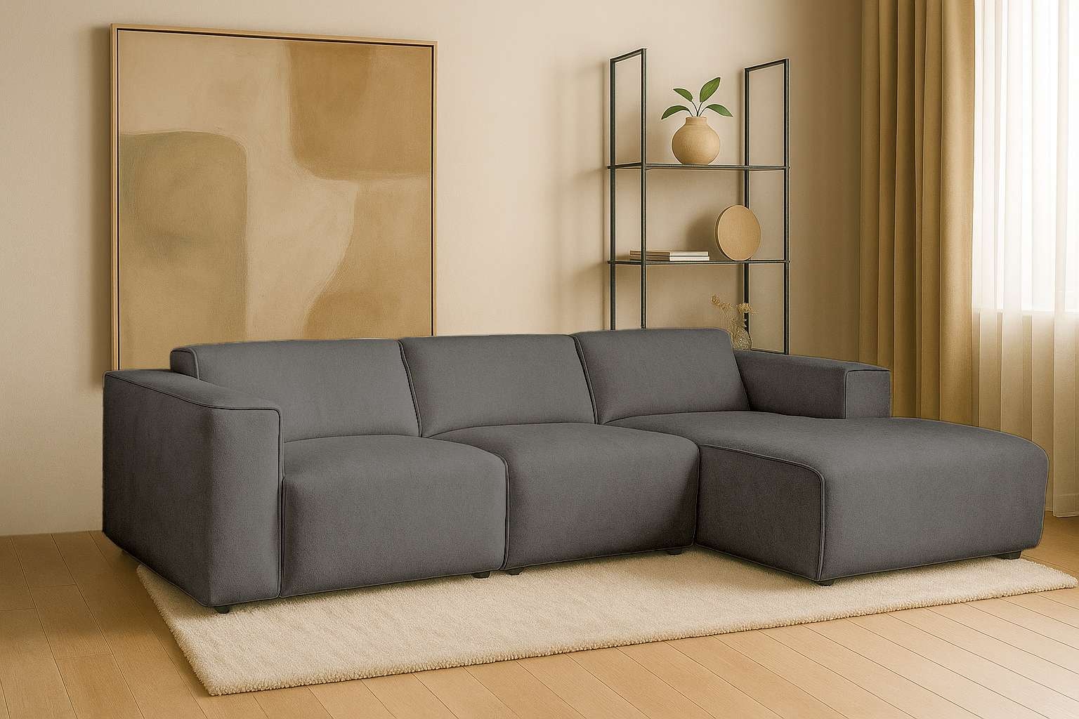 andas Ecksofa »Noord«, L-Form, mit Kedernaht, Breite 281 cm, Cord, Struktur günstig online kaufen