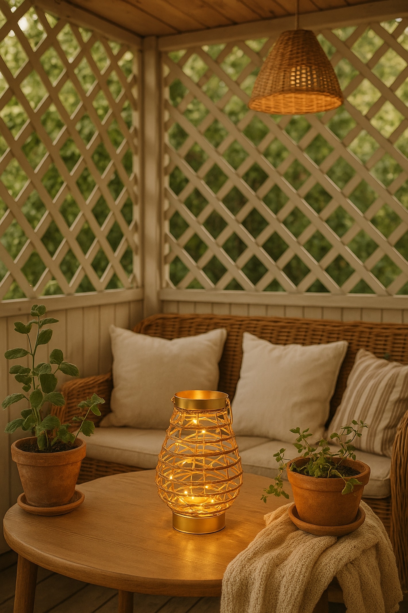 I.GE.A. Windlicht »LED-Laterne aus Metall Kordel« Windlicht Kerzenlaterne Gold Tischdeko Lichterkette