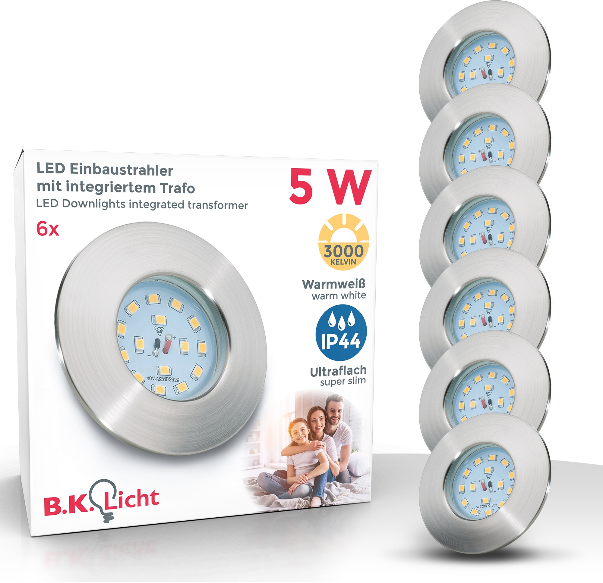 B.K.Licht LED Bad-Einbauleuchte »Elias«, 6er Set, Schutzart IP44, spritzwas günstig online kaufen