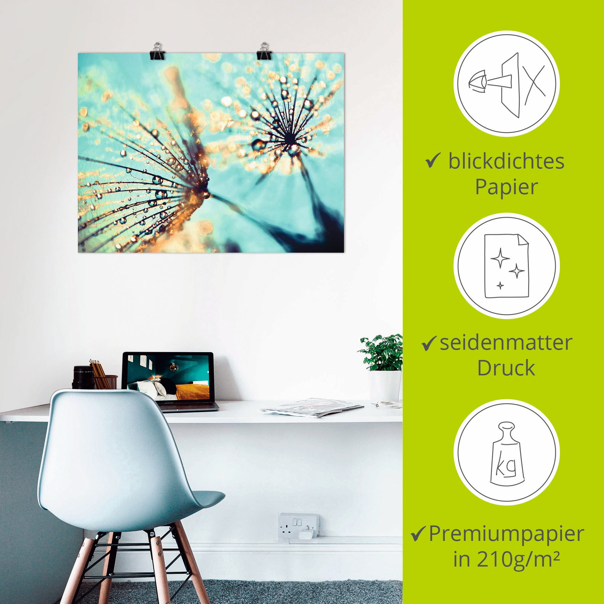 Artland Wandbild »Pusteblume aqua«, Blumen, (1 St.), als Leinwandbild, Poster, Wandaufkleber in verschied. Größen