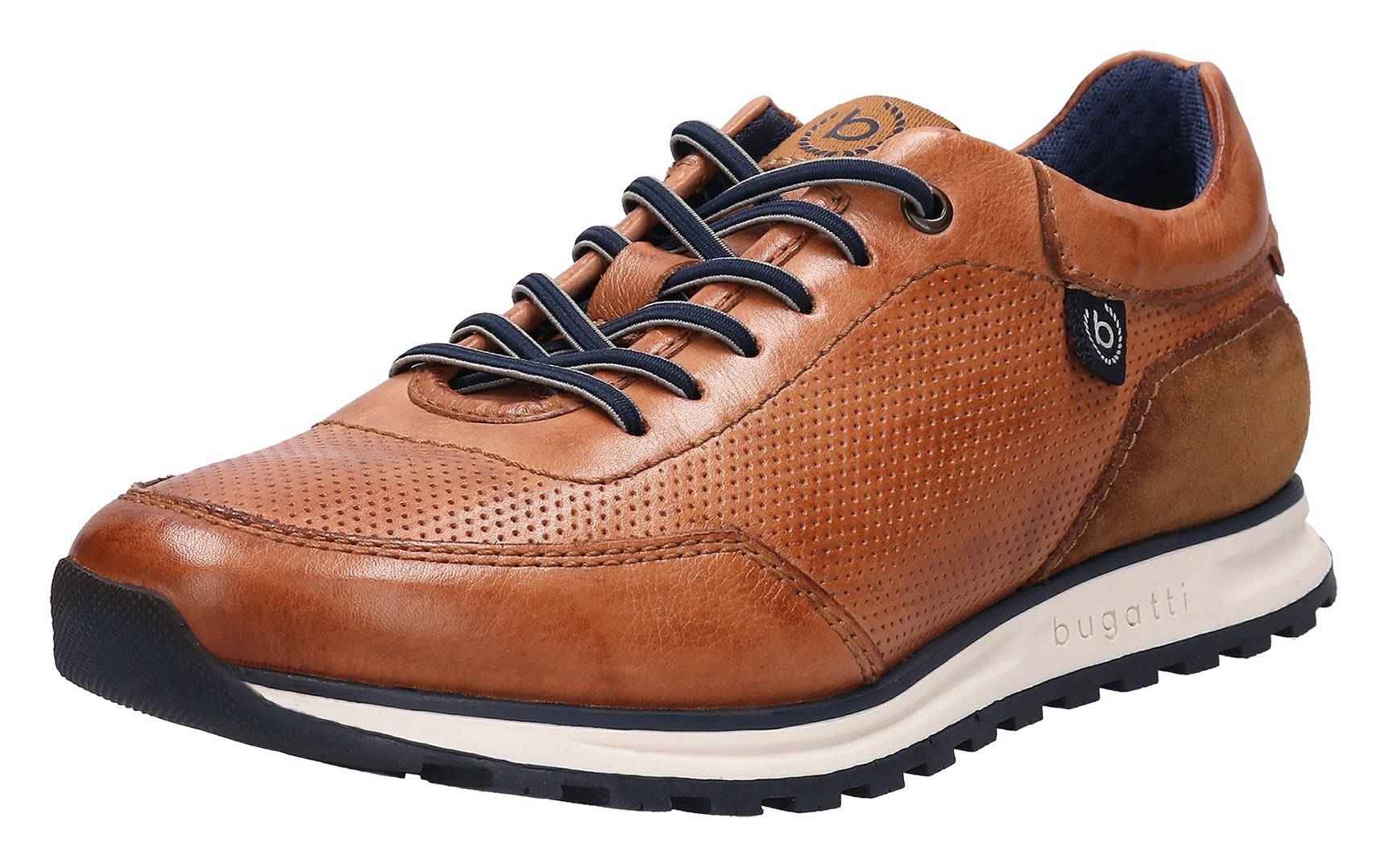 Slip-On Sneaker , Freizeitschuh, Halbschuh, Schlupfschuh mit Lochmuster-Prägung, Gr. 44, cognac used