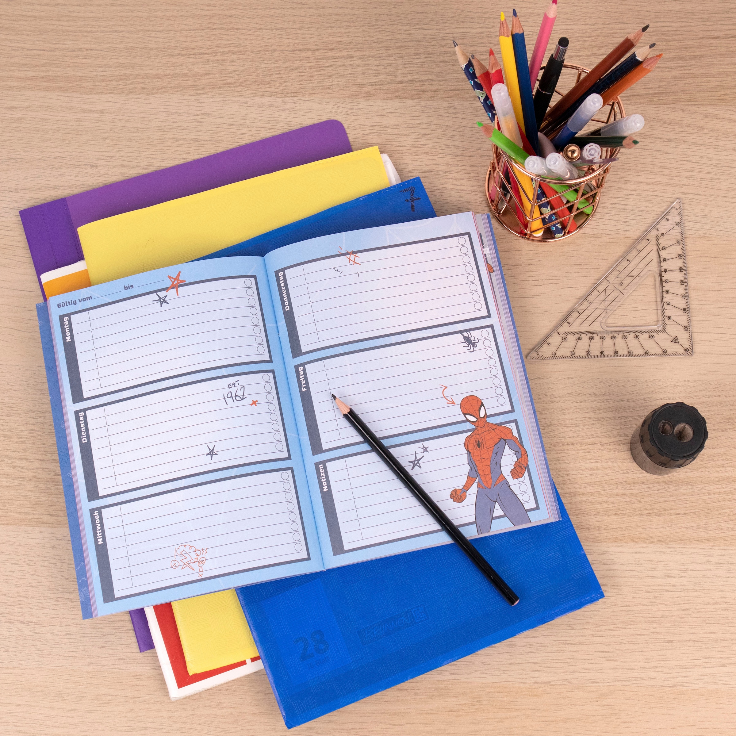 Scooli Buch »Spiderman«, (Set, 3 St.), bestehend aus Freundebuch, Heftbox und Aufgabenheft