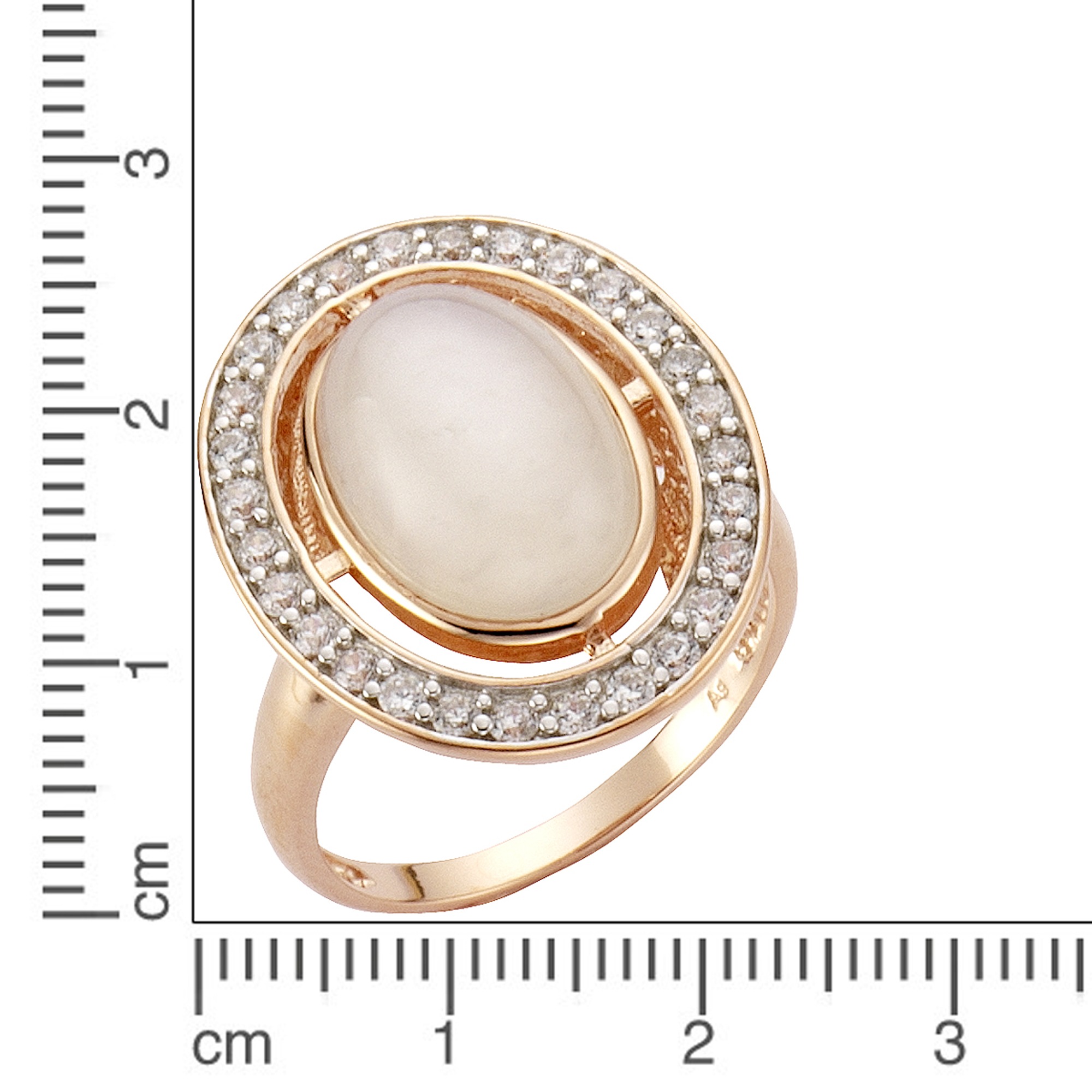 Zeeme Fingerring »Silber 925 rosé vergoldet mit echtem Mondstein Zirkonia«