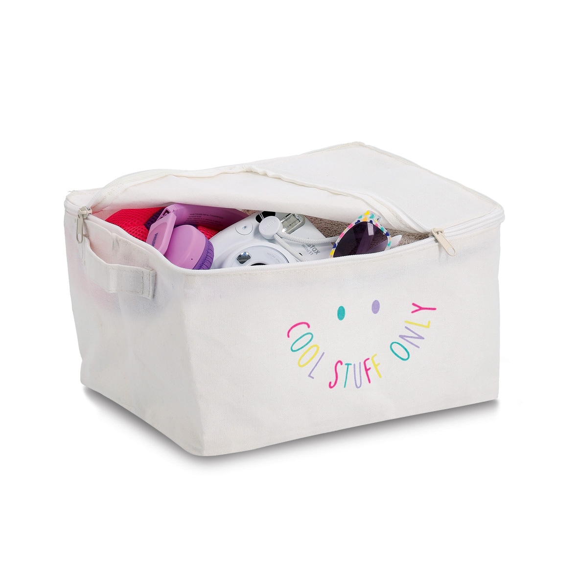 Zeller Present Aufbewahrungsbox »Aufbewahrungsbox, Polyester/Baumwolle, creme« mit Reißverschluss "Cool Stuff", 2er Set, ca. 30x24x15 cm