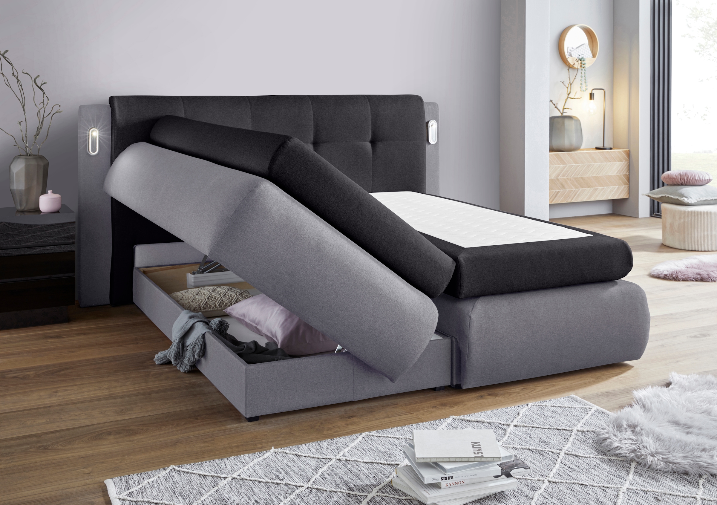 9. Bild von COLLECTION AB Boxspringbett »Borna«, inklusive Bettkasten, LED-Beleuchtung und Topper