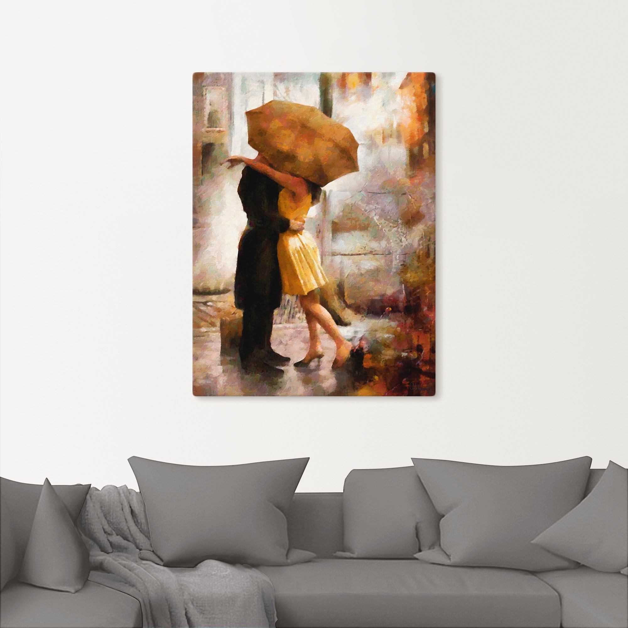Artland Wandbild »Kuss unter Regenschirm«, Bilder von Liebespaaren, (1 St.), als Leinwandbild, Poster in verschied. Größen