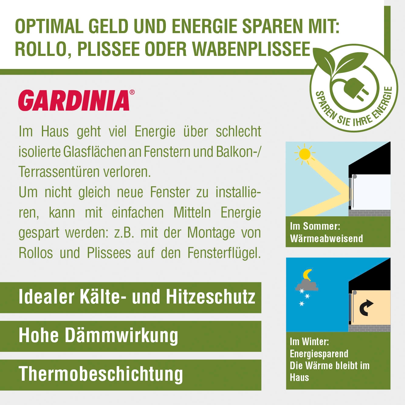 GARDINIA Plissee »Easyfix Thermo-Plissee mit 2 Bedienschienen  Energiesparend«, verdunkelnd, energiesparend, ohne Bohren, verspannt,  energiesparend, abdunkelnd mit Thermobeschichtung bequem und schnell  bestellen