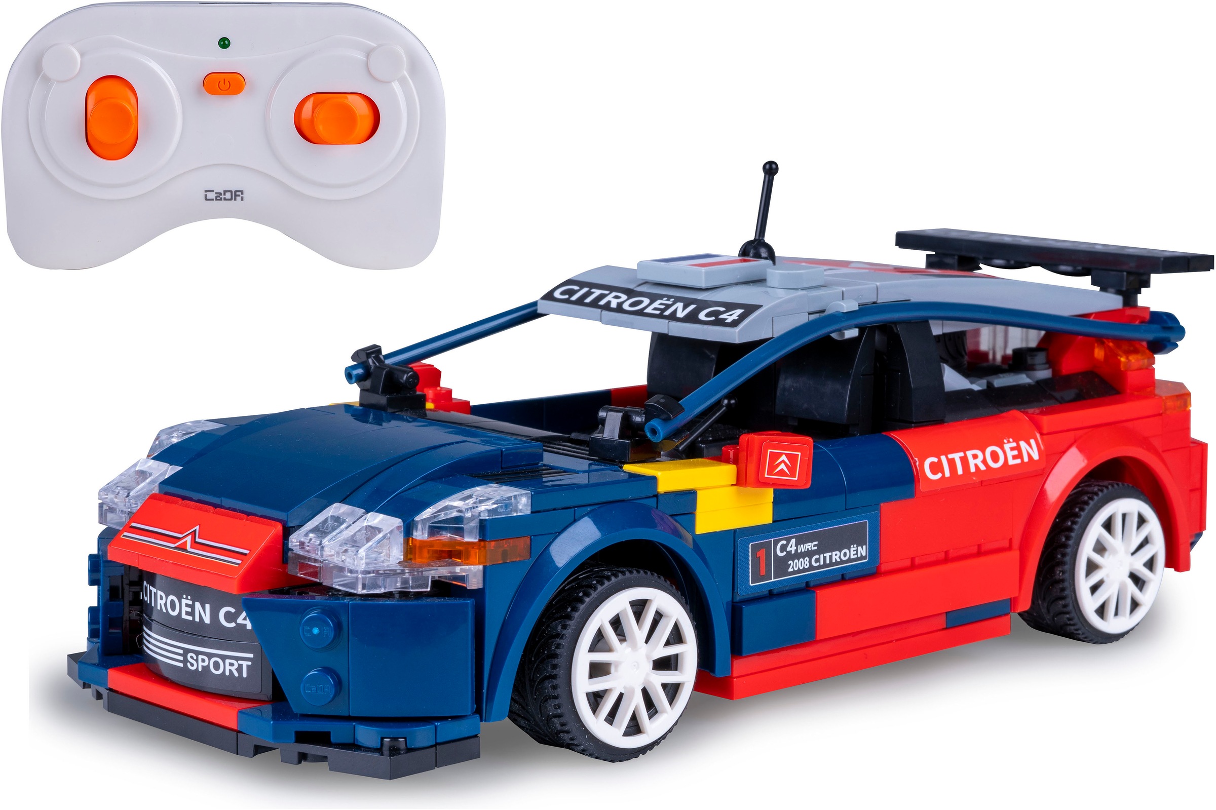 JAMARA RC-Auto »CaDA, 2008 Citroën C4 WRC 1:20 2, 4GHz Bricks« rot/blau