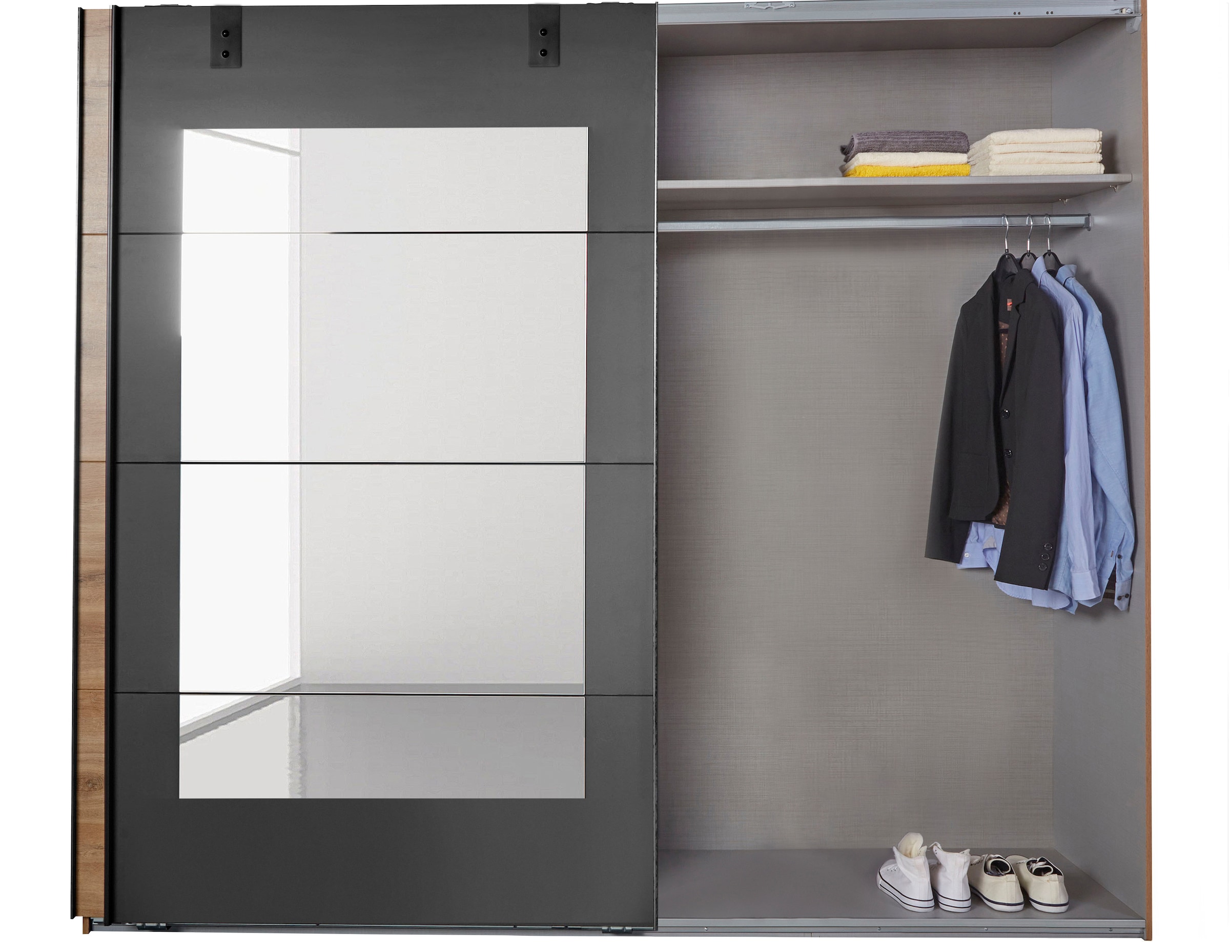 Wimex Schwebetürenschrank »Malmö, Kleiderschrank wahlweise mit oder ohne Spiegel«, Kleiderschrank im Industrial Design, 225 oder 270cm breit