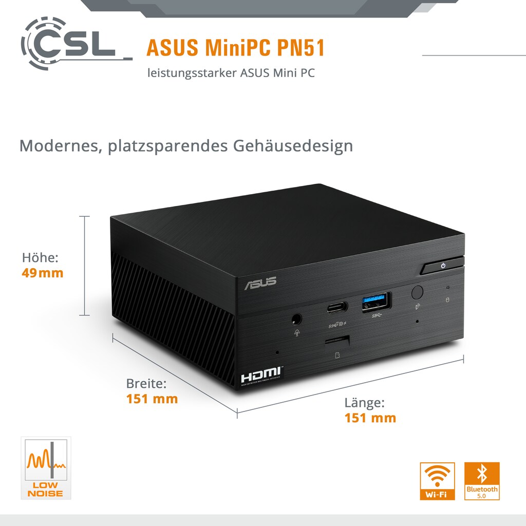 Asus Mini-PC »PN51 5300U / 8GB / 500 GB M.2 SSD«