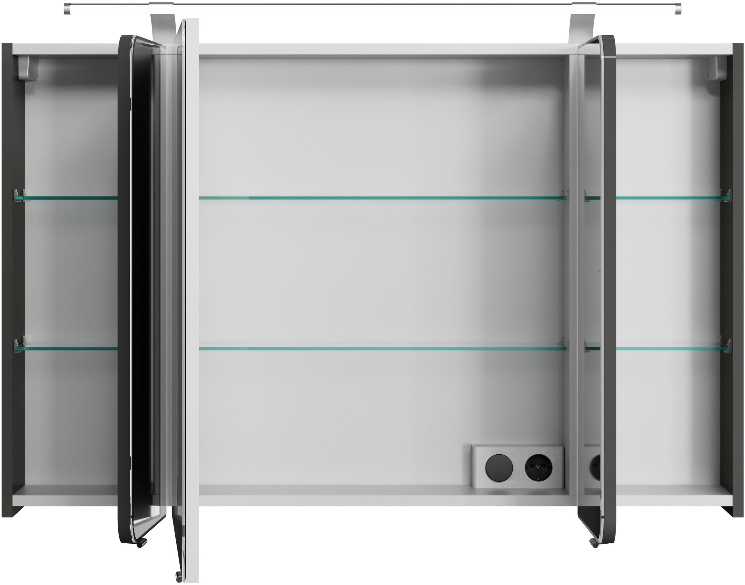 Saphir Spiegelschrank »Serie 4005 Badezimmer-Spiegelschrank inkl. LED-Aufsatzleuchte«, Badschrank 120 cm breit, 3 Türen, 6 Glas-Einlegeböden, inkl Türdämpfer