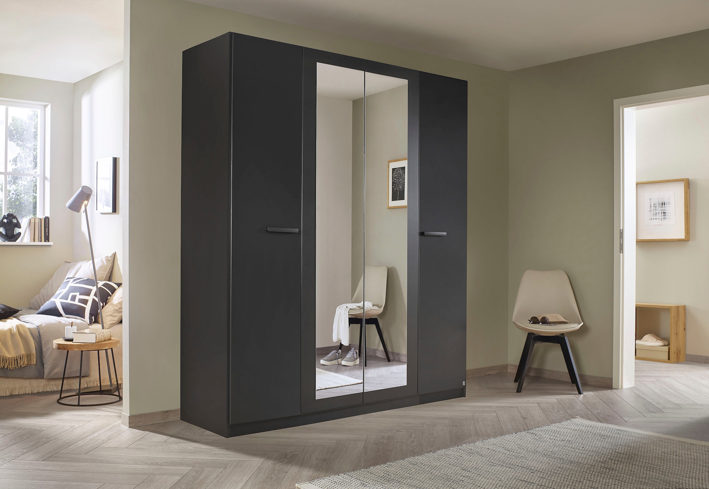 rauch Drehtürenschrank »Kleiderschrank Schrank Garderobe Garderobenschrank Stauraumwunder MODI«, optional mit Spiegel MADE IN GERMANY
