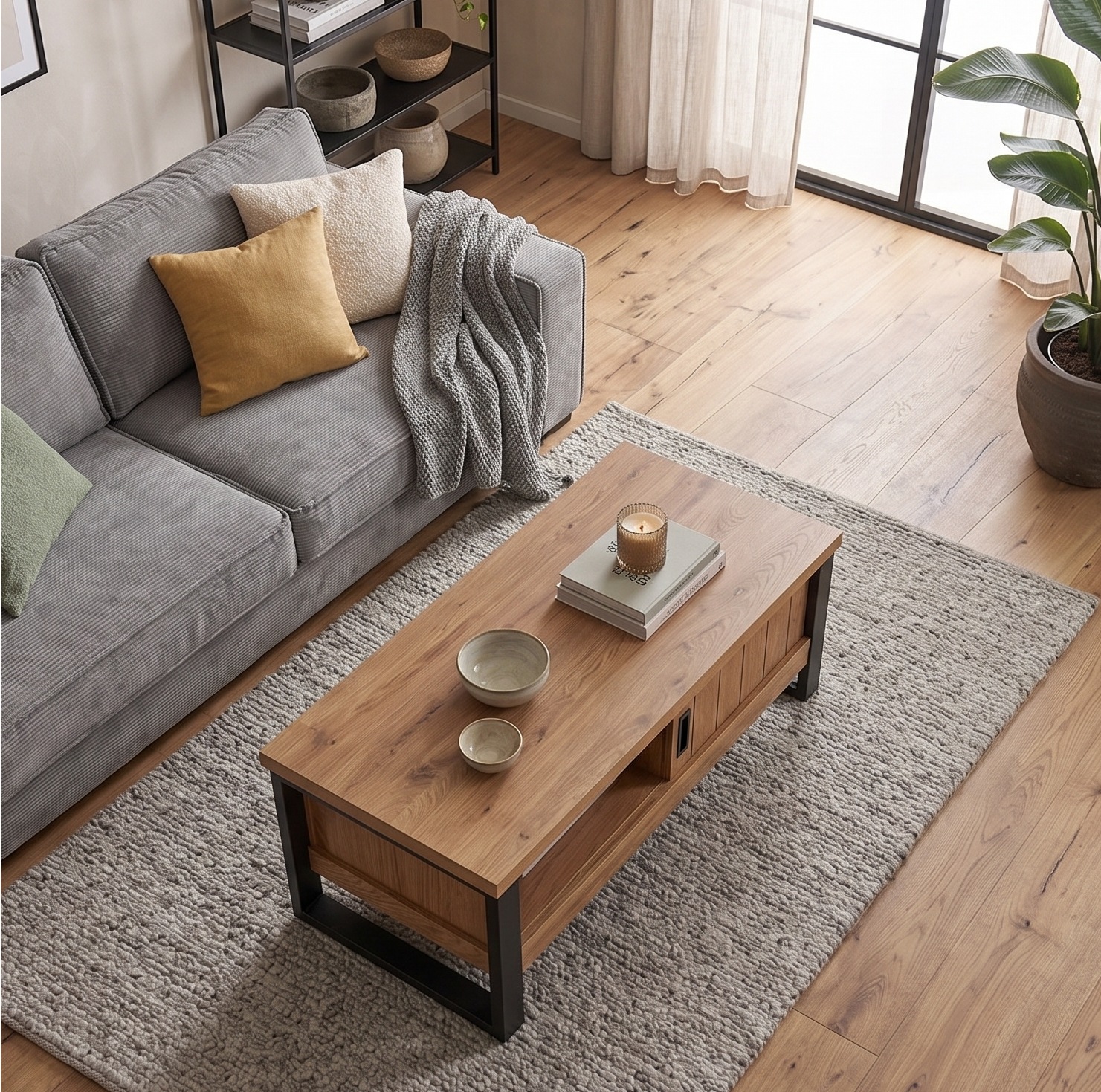 Jahnke Couchtisch »RIVA COFFEE« Couchtisch mit Stauraum & Schiebetüren, Eiche-Optik, Breite: 108,5 cm