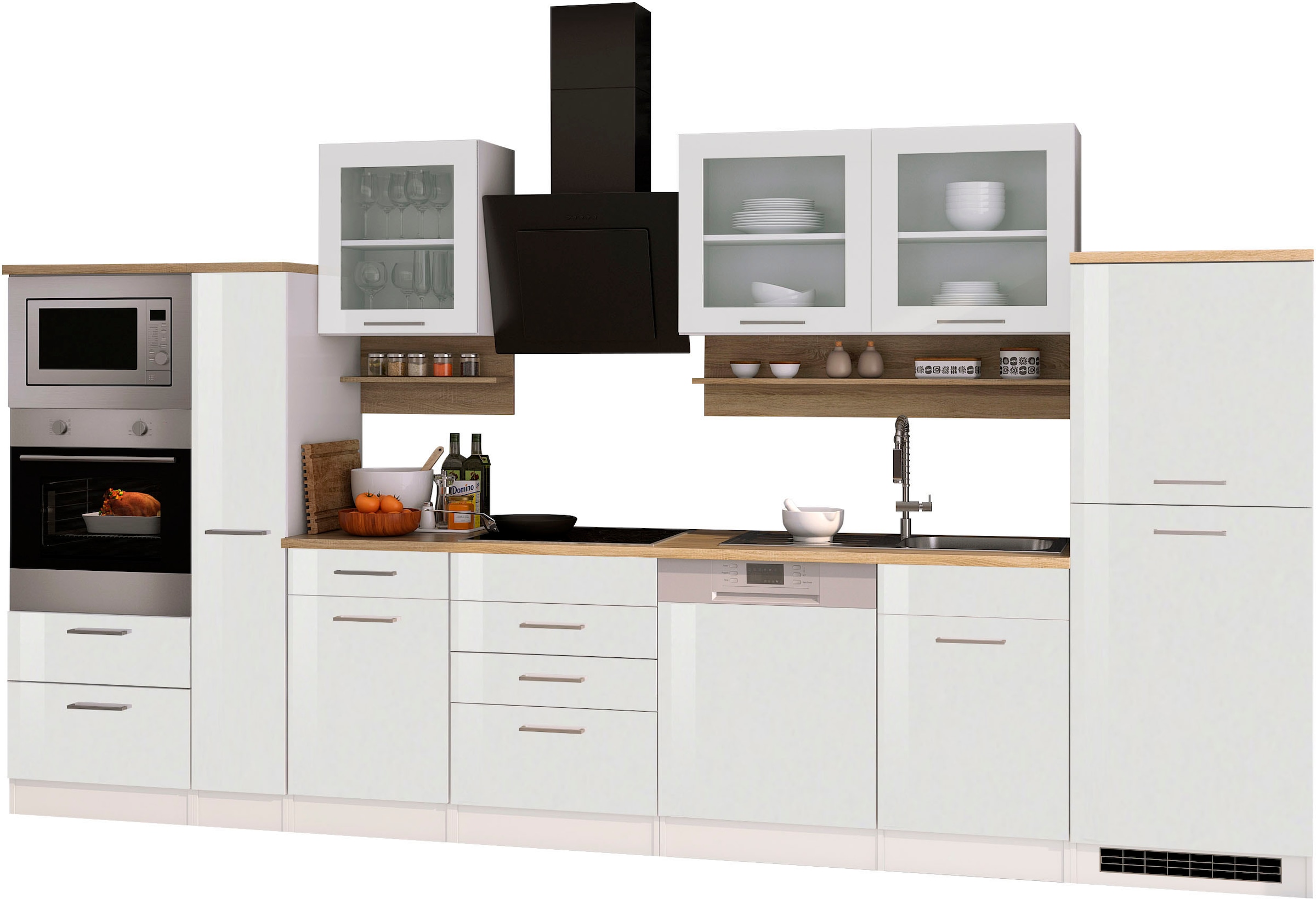 Küchenzeile »Mailand«, Breite 370 cm, mit E-Geräten, MDF Fronten