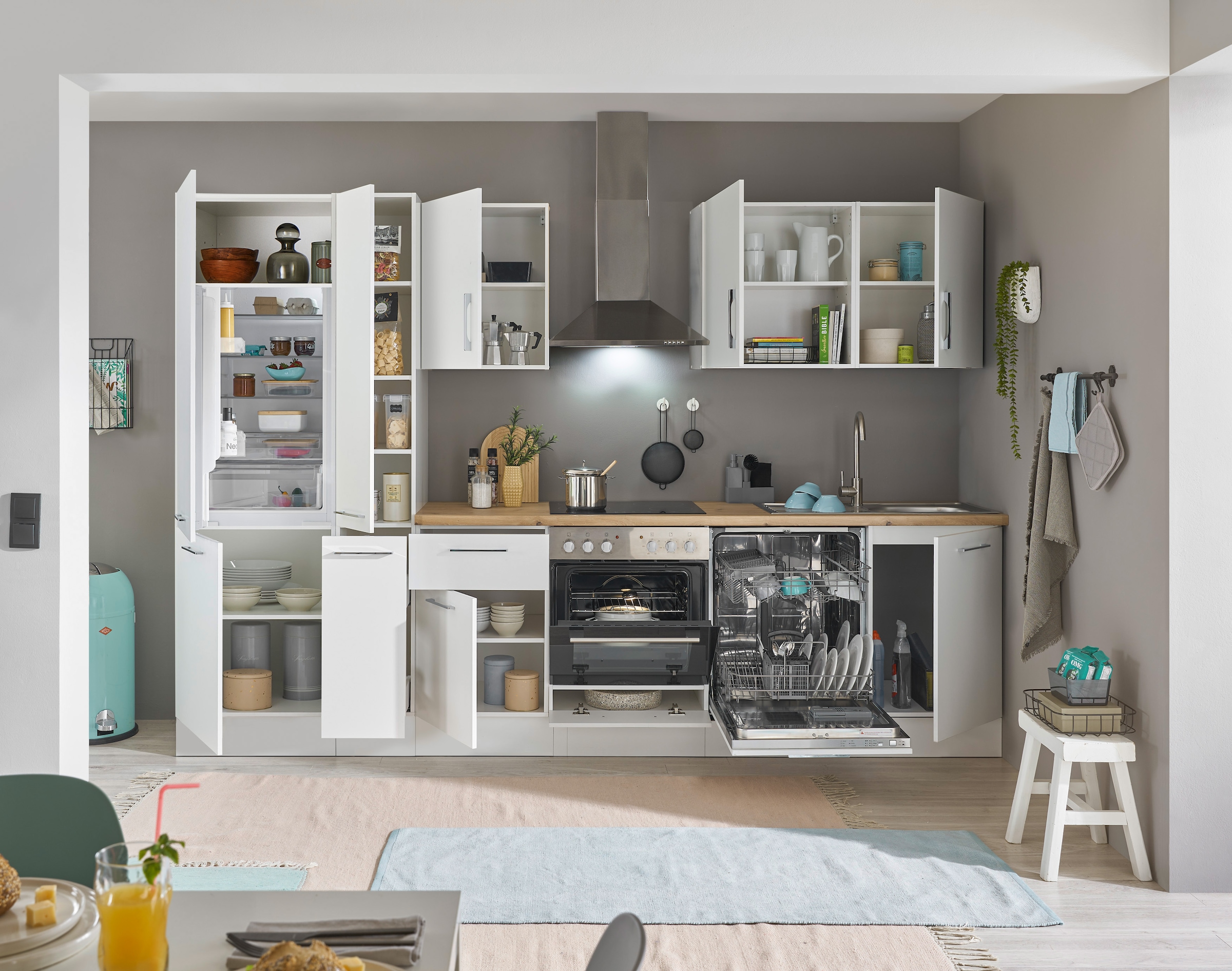 BASIC by Balculina Küchenzeile »Turin« Breite 310 cm, wahlweise mit E-Geräten