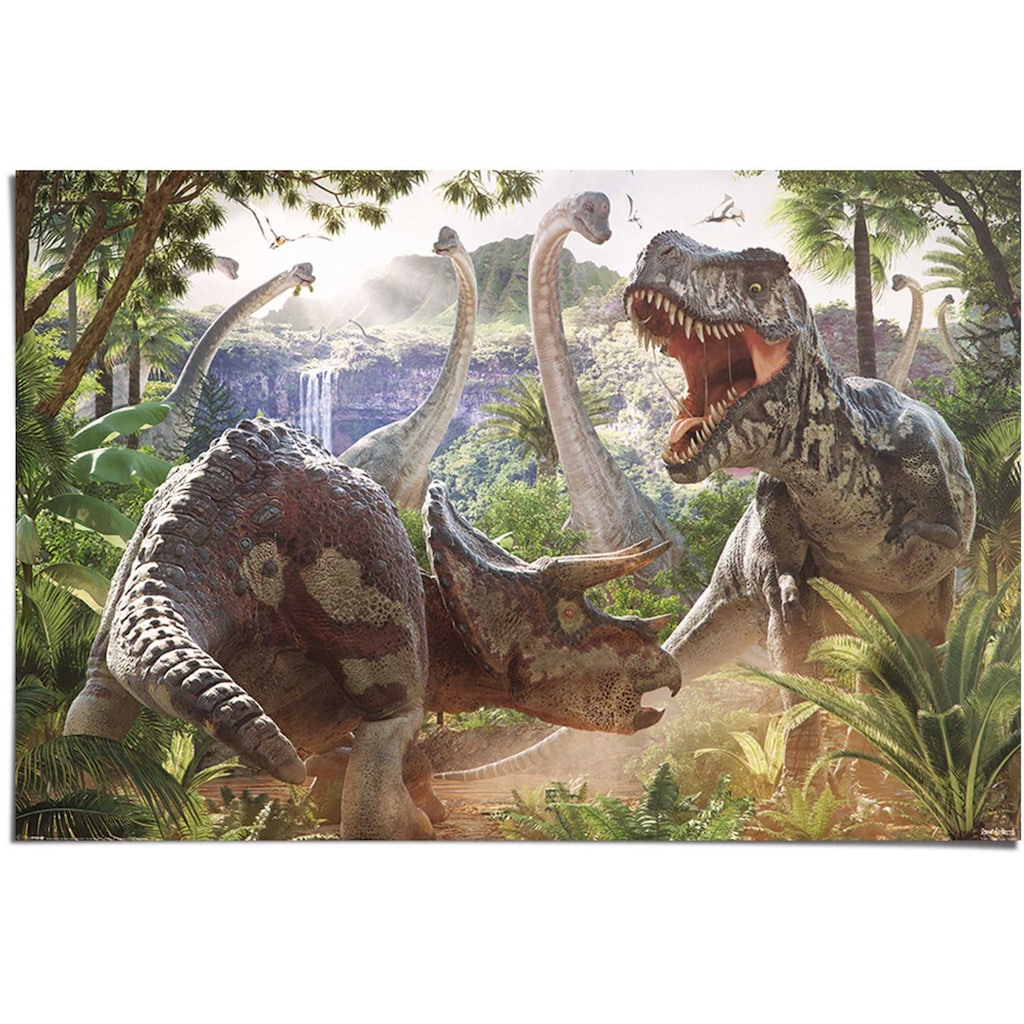 Reinders! Poster »Poster Kampf der Dinosaurier«, Dinosaurier, (1 St.)