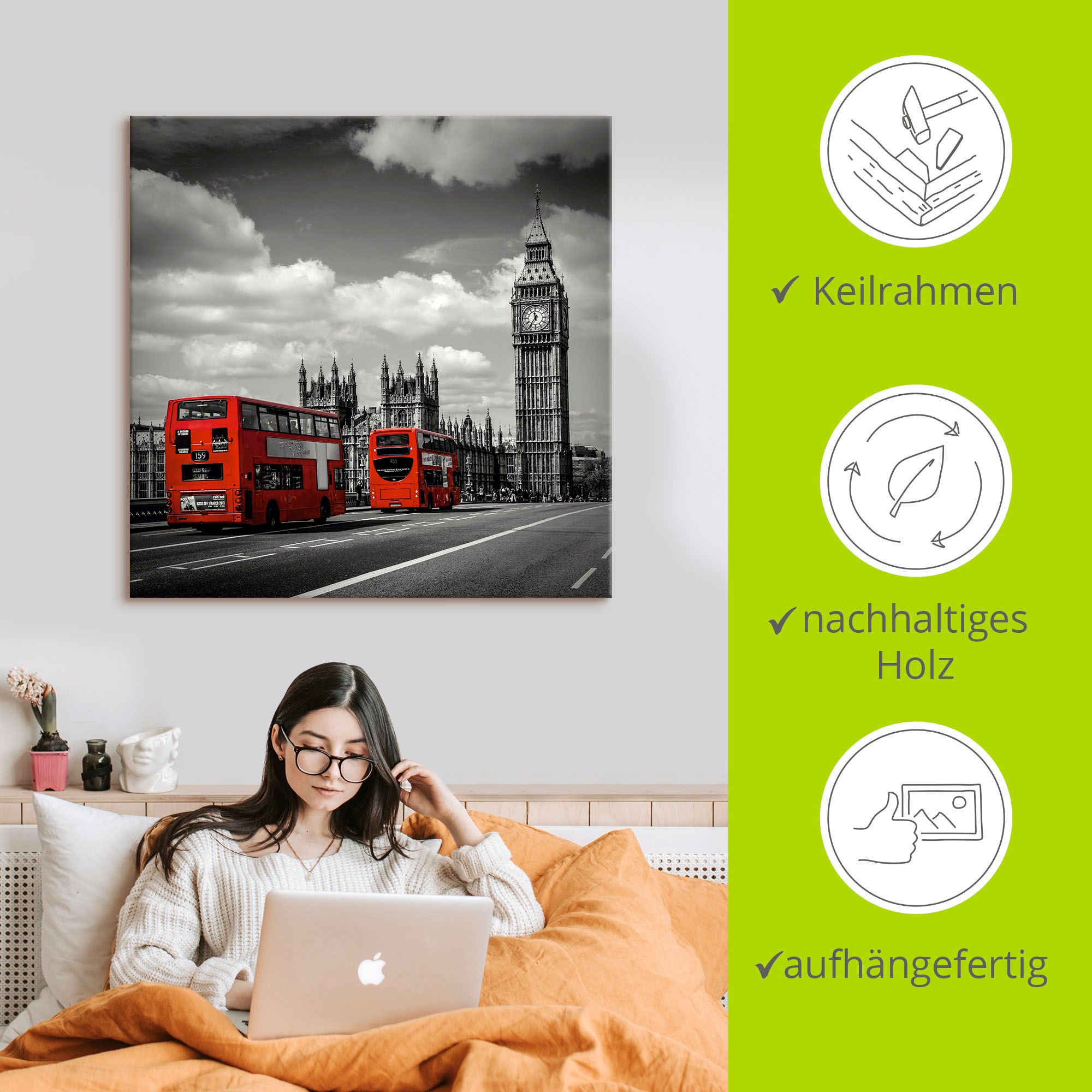 Artland Wandbild »Typisch London«, London, (1 St.), als Leinwandbild, Poster, Wandaufkleber in verschied. Größen