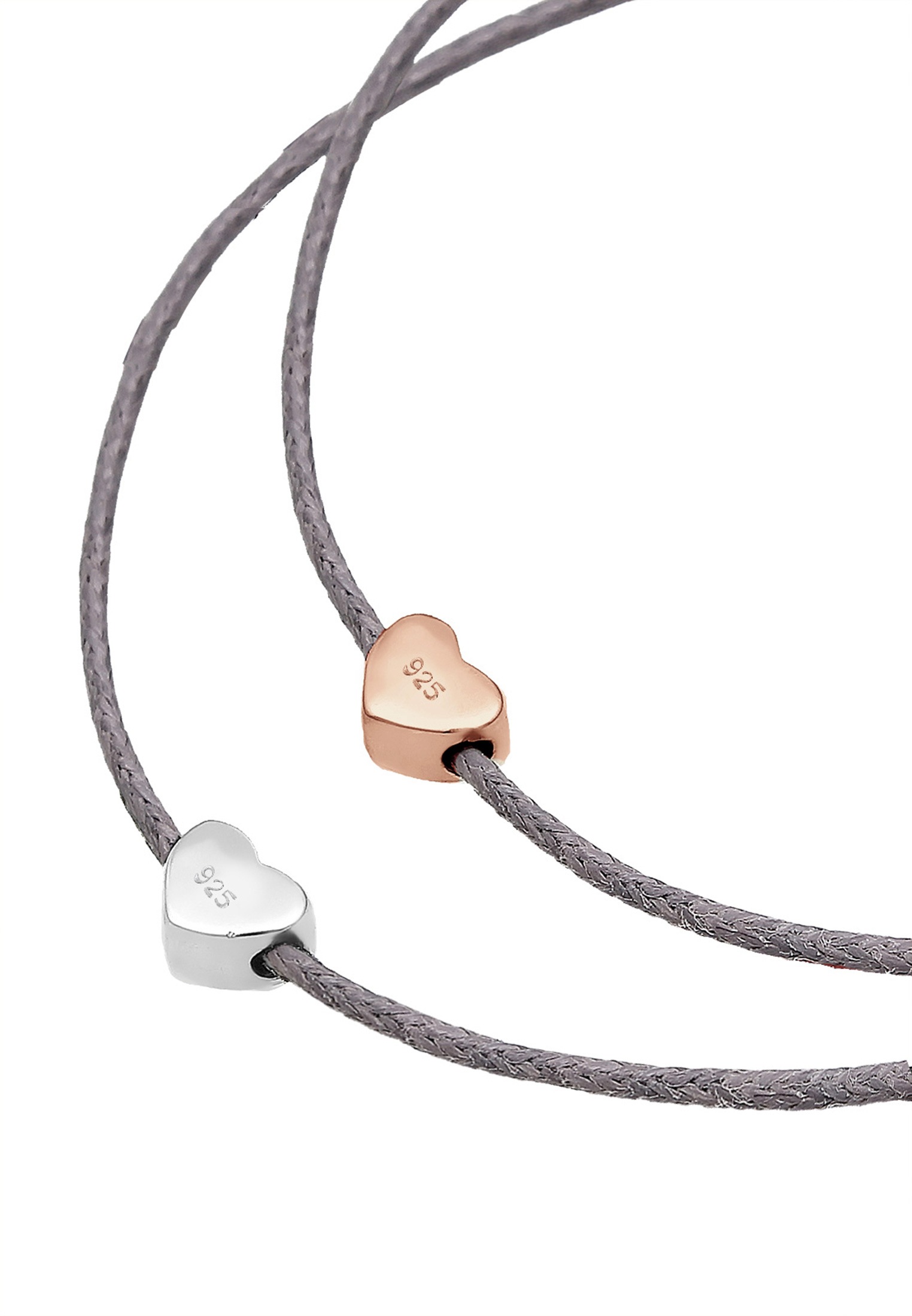 Elli Armband »Set Herz Liebe Bi-Color Freundschaft Silber«