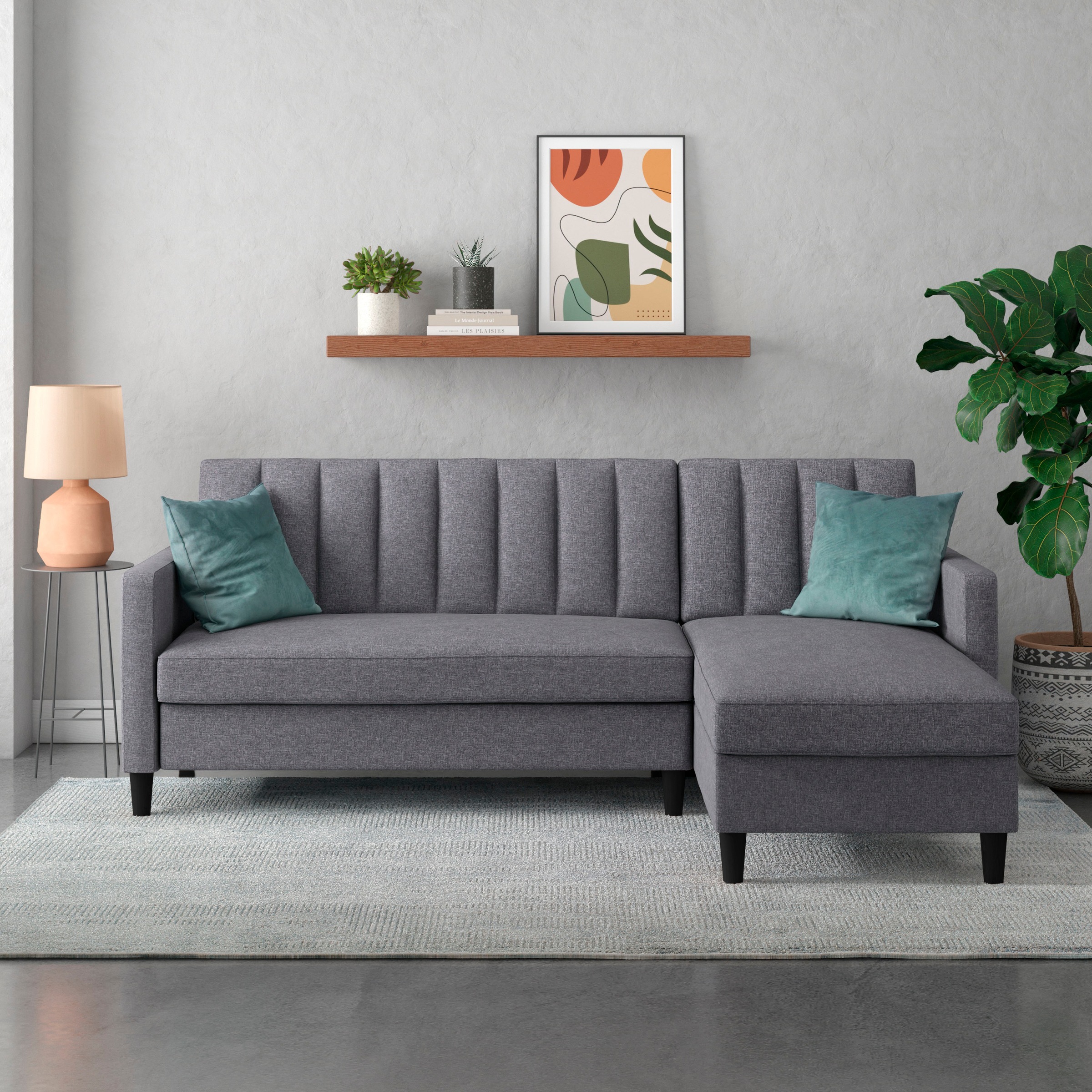 Dorel Home Ecksofa mit Schlafffunktion, Recamiere mit Stauraum beidseitig m günstig online kaufen