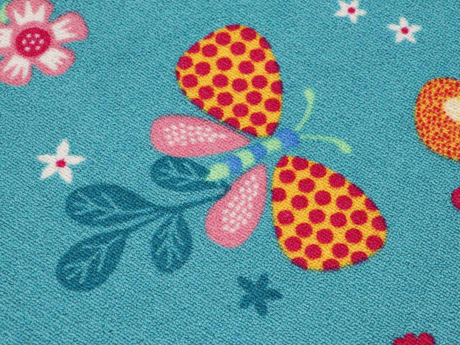 Primaflor-Ideen in Textil Kinderteppich »PAPILLON, Made in Belgium«, rechteckig, 6,5 mm Höhe, Motiv Schmetterlinge, Kinderzimmer