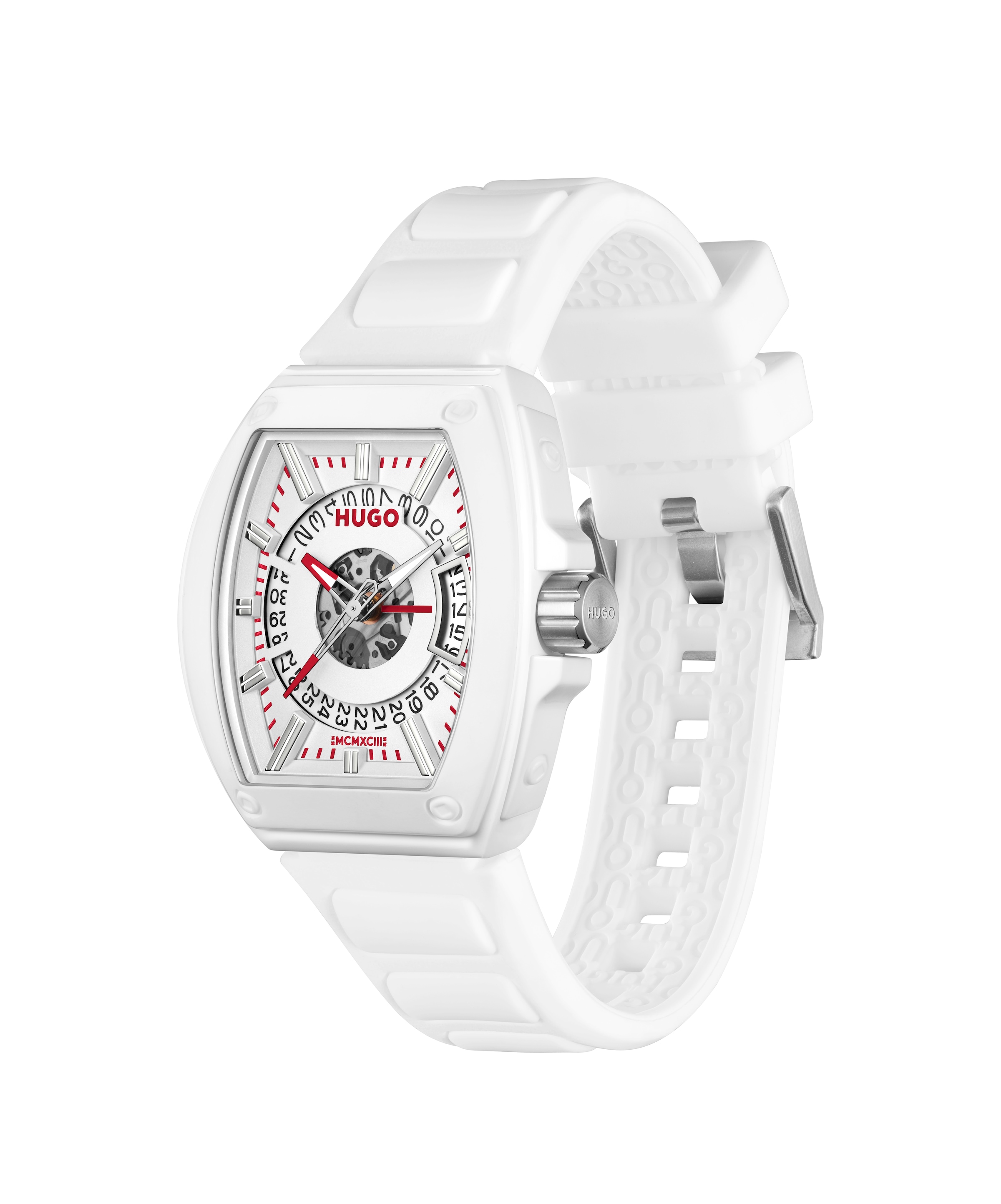 HUGO Quarzuhr »#HUGO ID« Armbanduhr, Damenuhr, Herrenuhr, Silikonarmband, analog, Tag